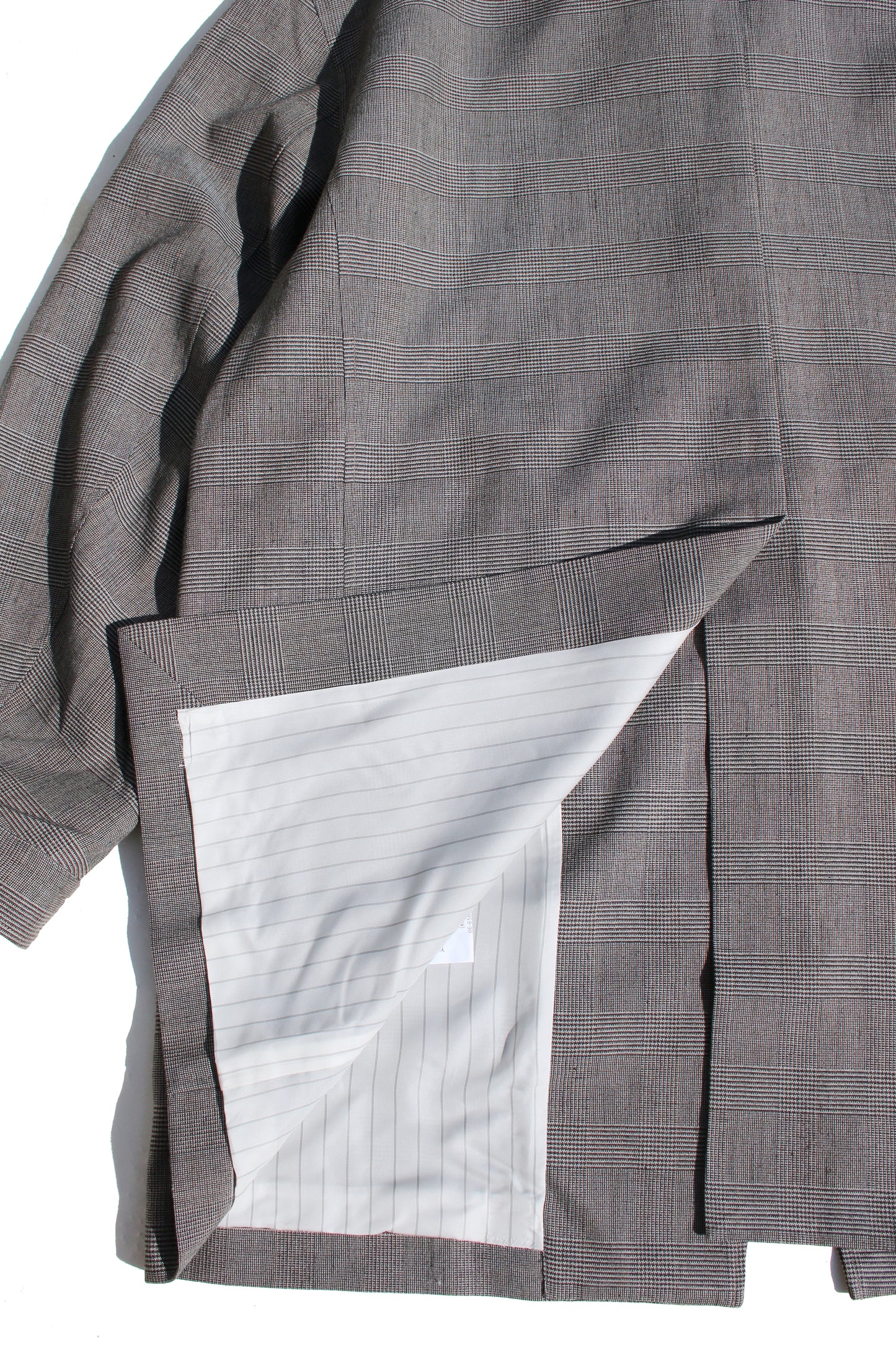 VOAAOV BISHU LINEN x POLYESTER BLENDED YARN GLENCHECK JACKET - BEIGE/CHECK