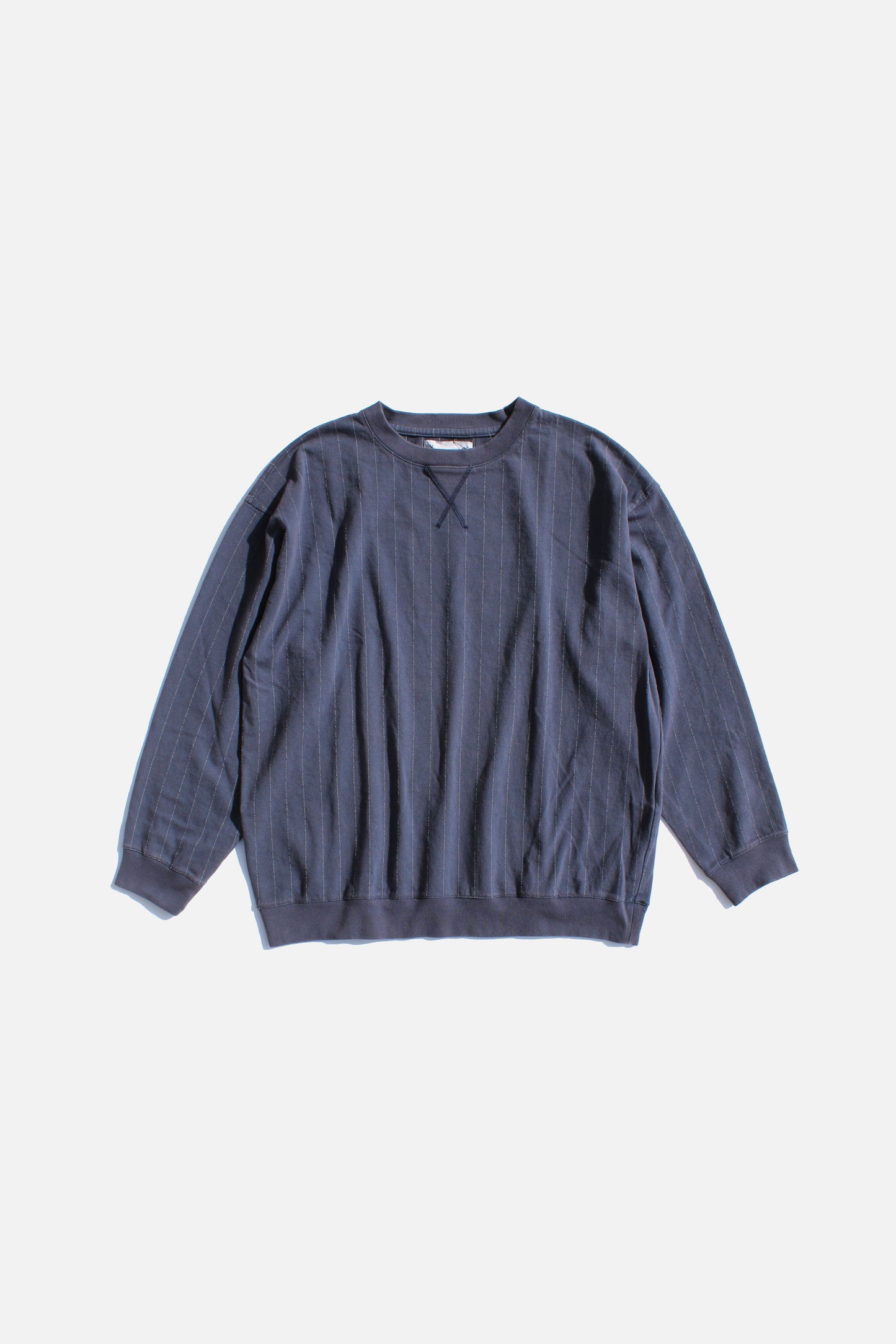 VOAAOV QUILTING STITCH OPEN END JERSEY SWEAT - NAVY