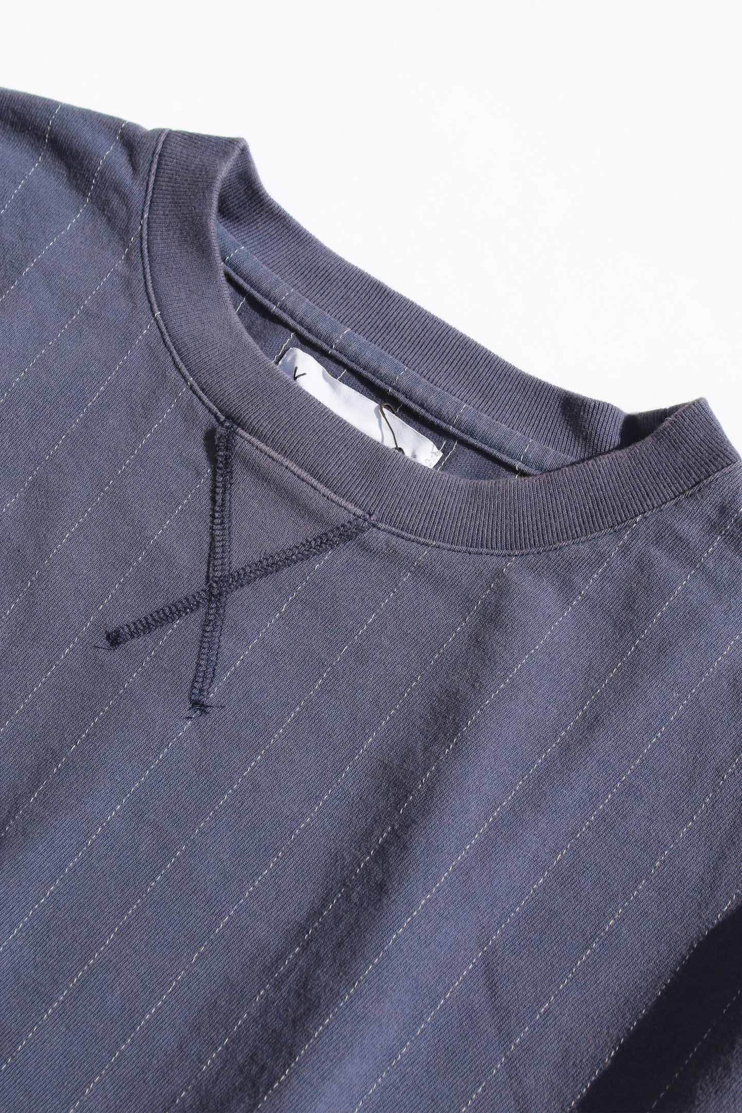 VOAAOV QUILTING STITCH OPEN END JERSEY SWEAT - NAVY