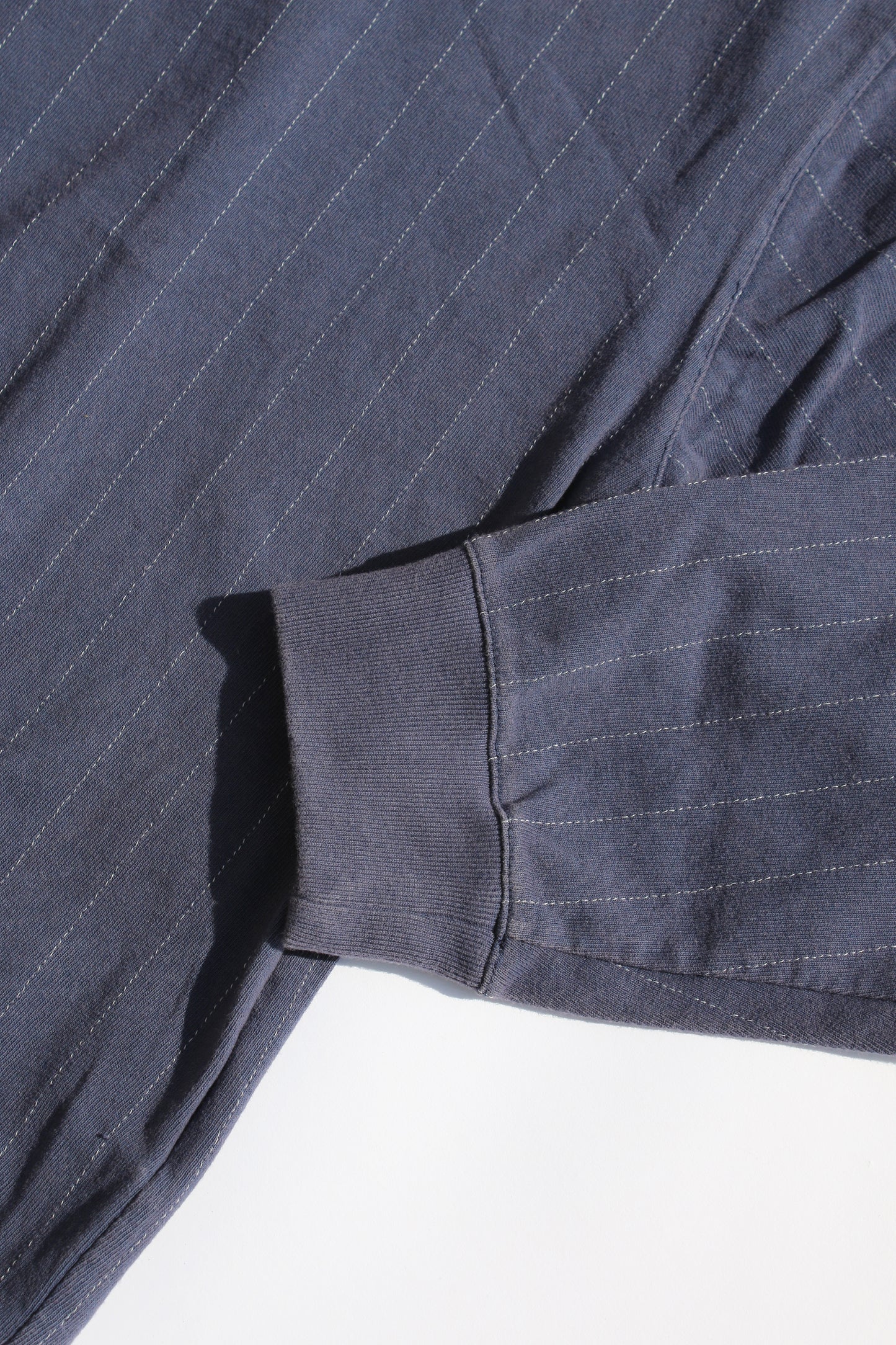 VOAAOV QUILTING STITCH OPEN END JERSEY SWEAT - NAVY