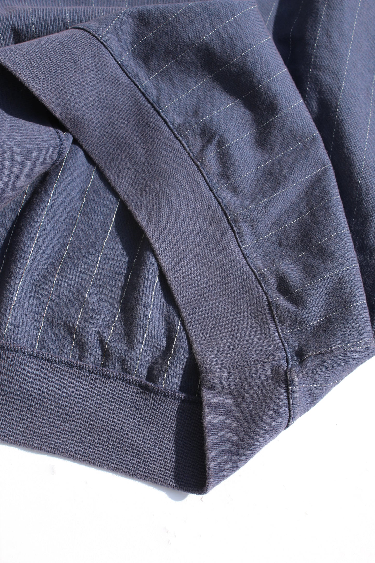 VOAAOV QUILTING STITCH OPEN END JERSEY SWEAT - NAVY