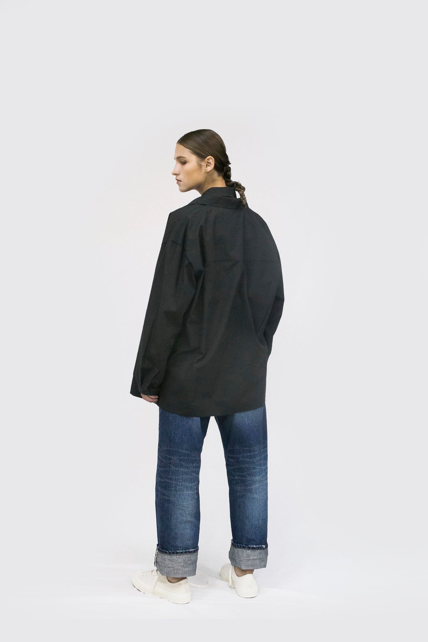 VOAAOV ORGANIC COTTON BROAD SHIRT - BLACK
