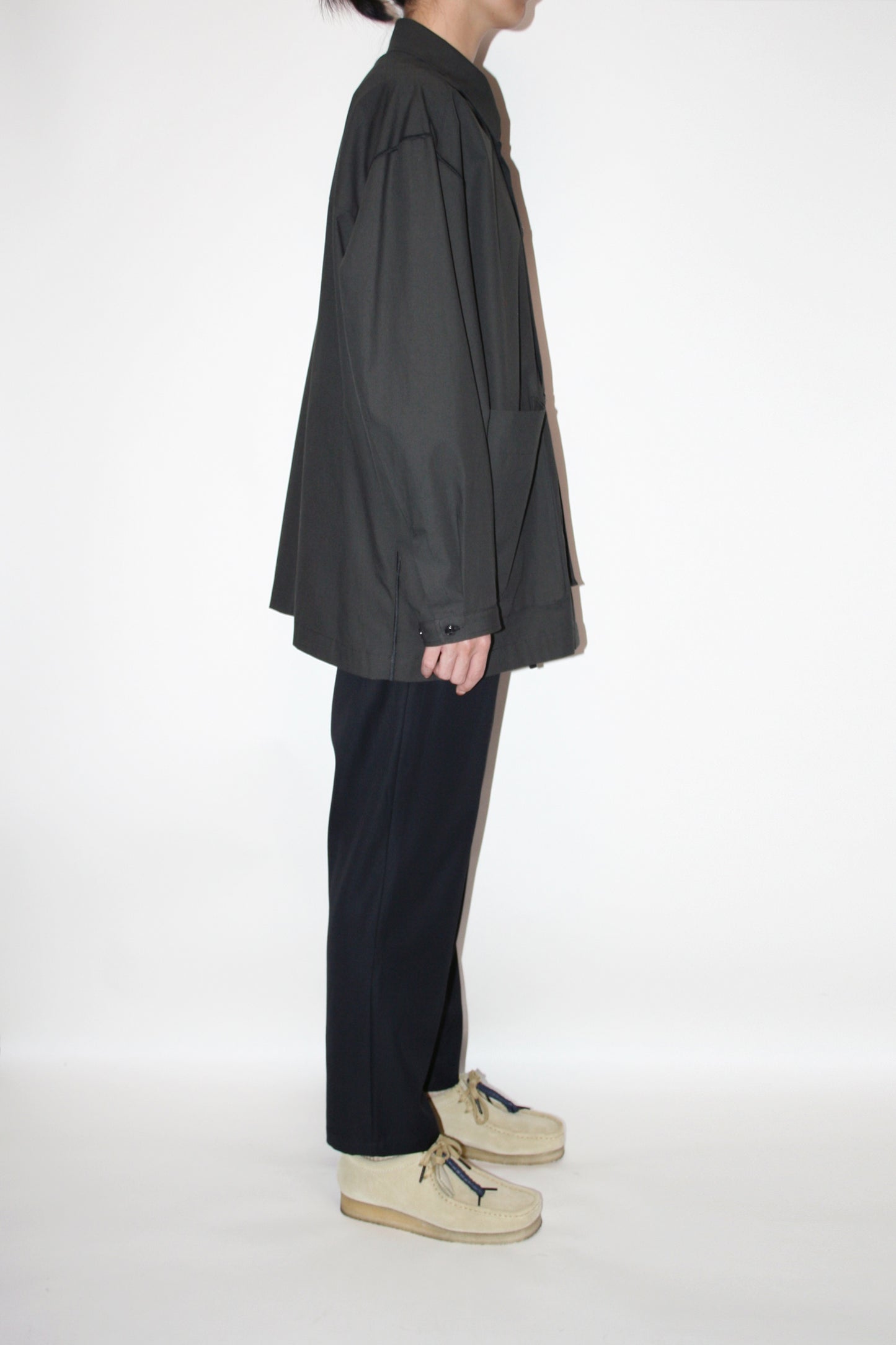 VOAAOV ORGANIC COTTON BROAD SHIRT - BLACK