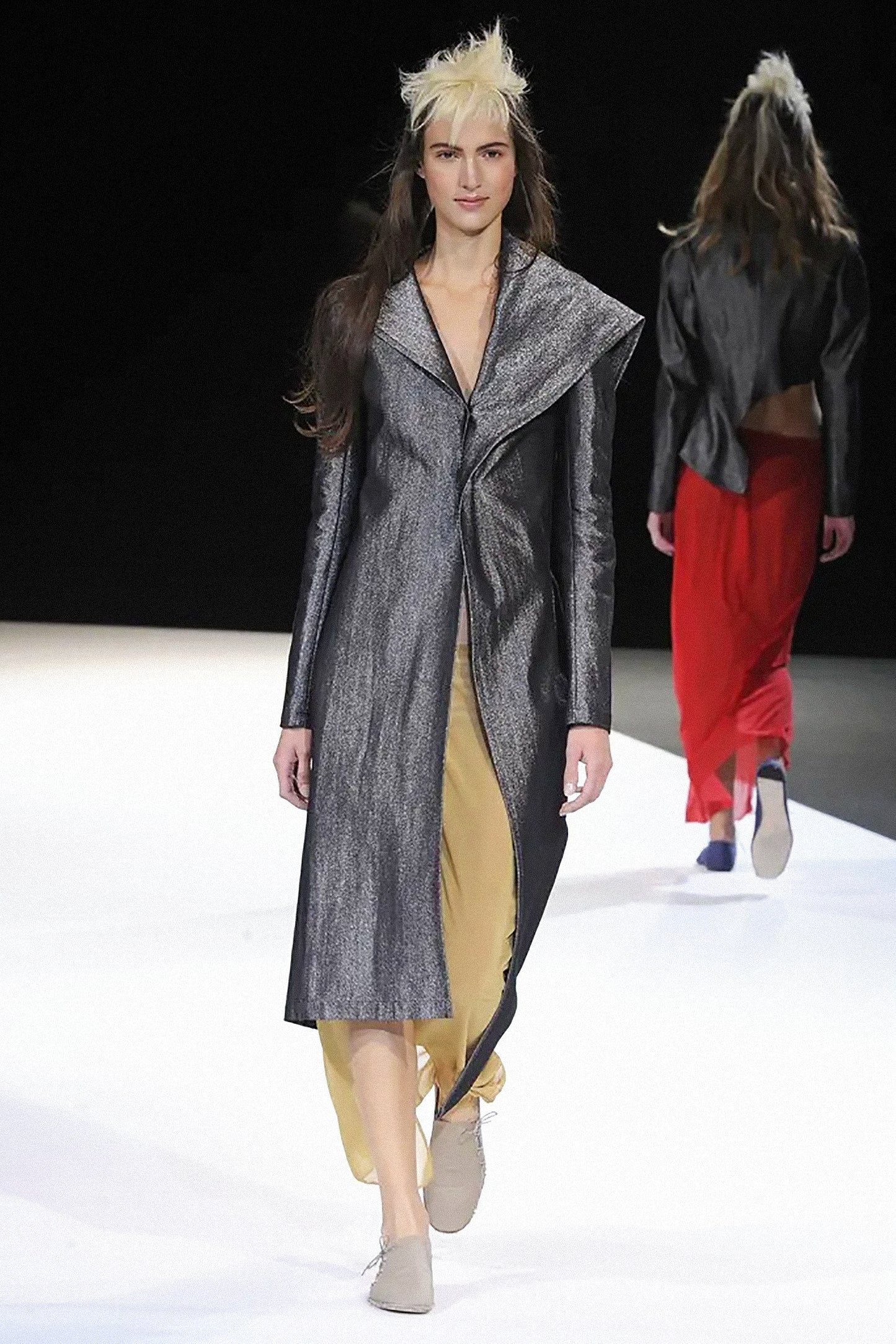 Yohji Yamamoto FEMME ASYMMETRICAL COAT SILVER GREY