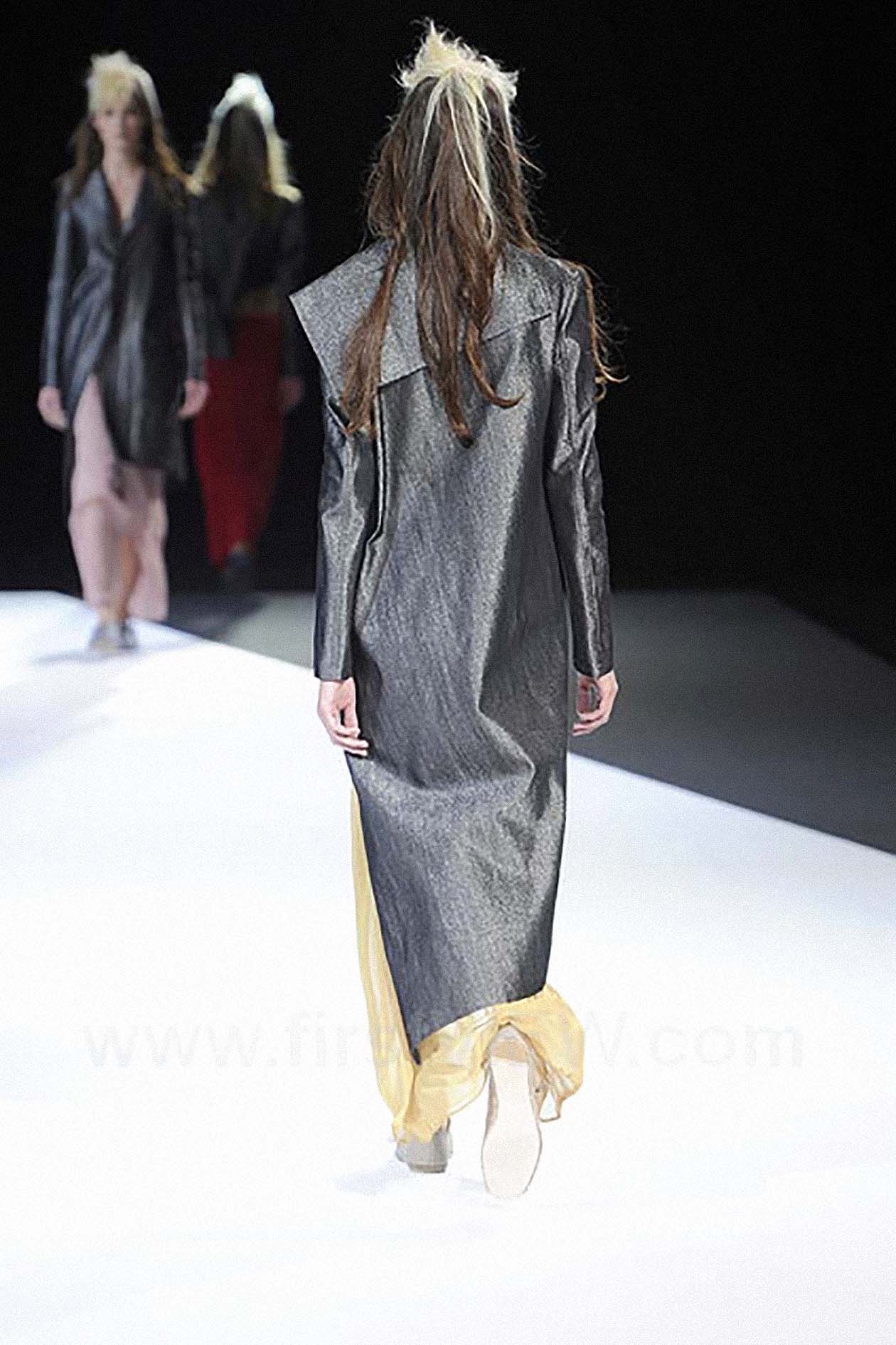 Yohji Yamamoto FEMME ASYMMETRICAL COAT SILVER GREY