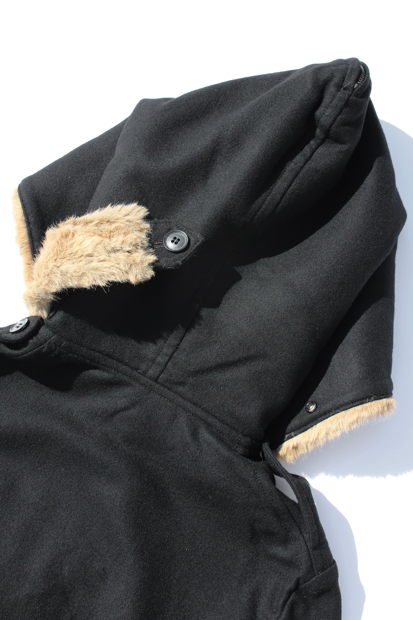 Y's FUR HOOD COAT BLACK