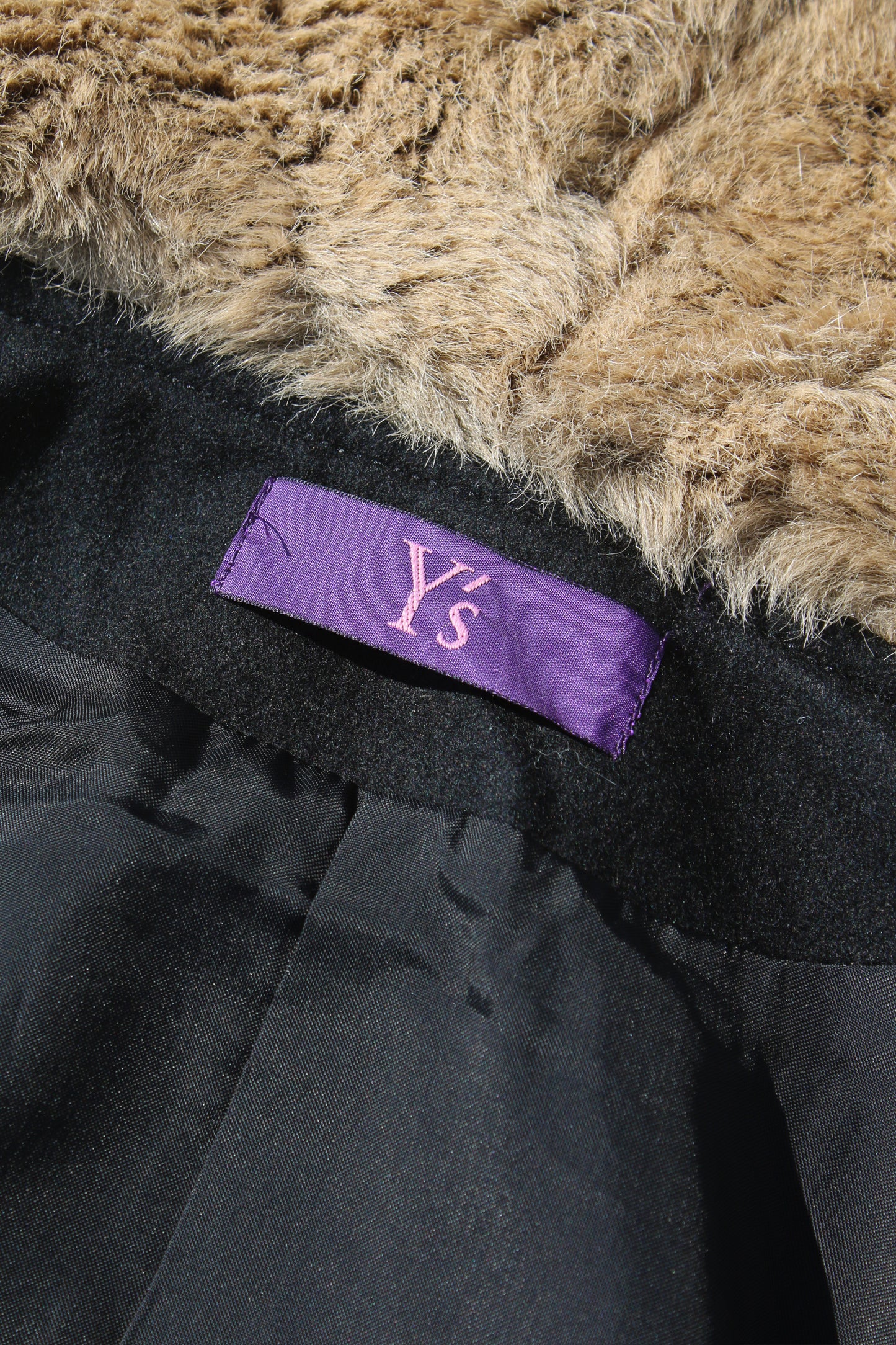 Y's FUR HOOD COAT BLACK