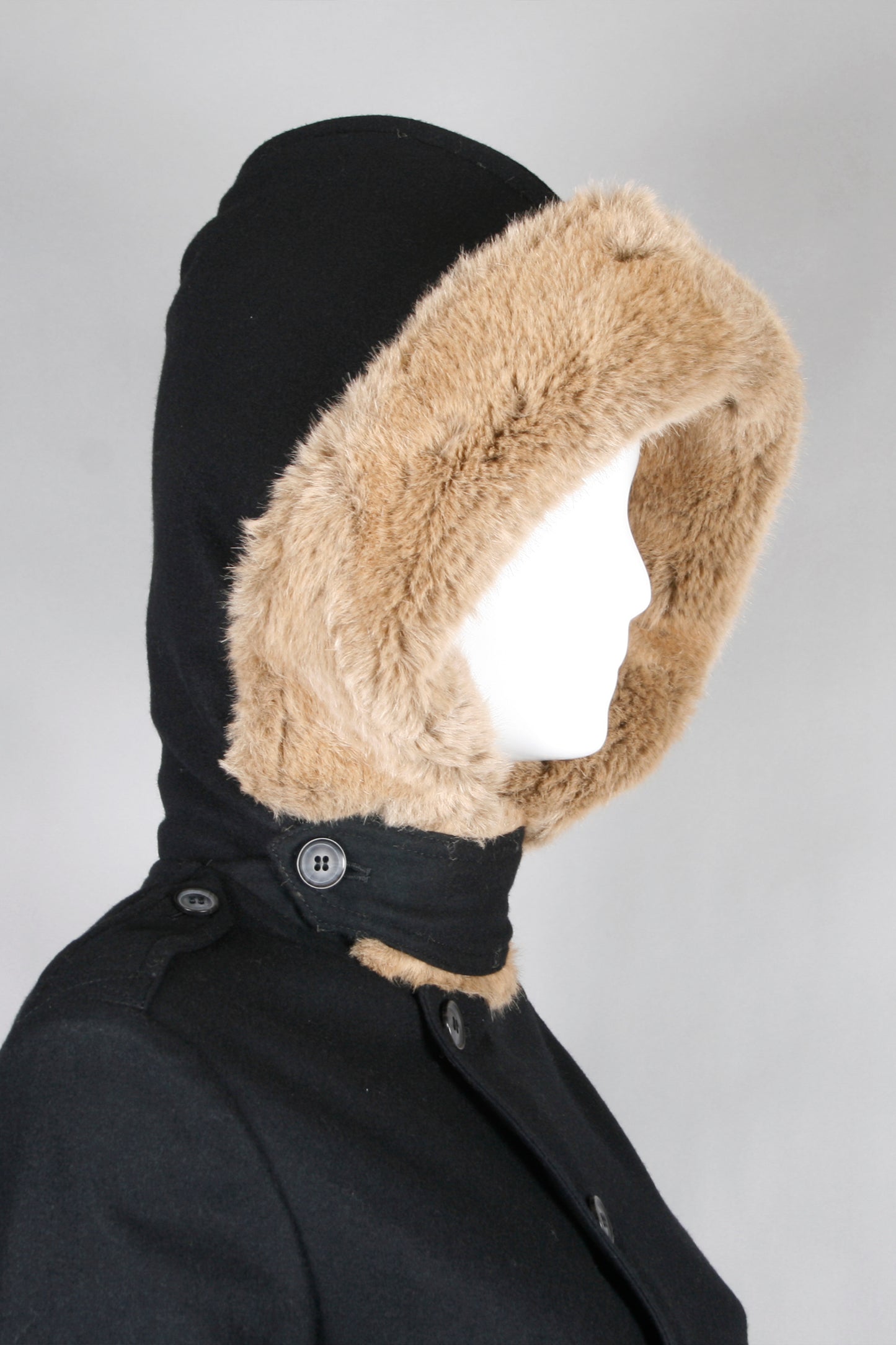 Y's FUR HOOD COAT BLACK