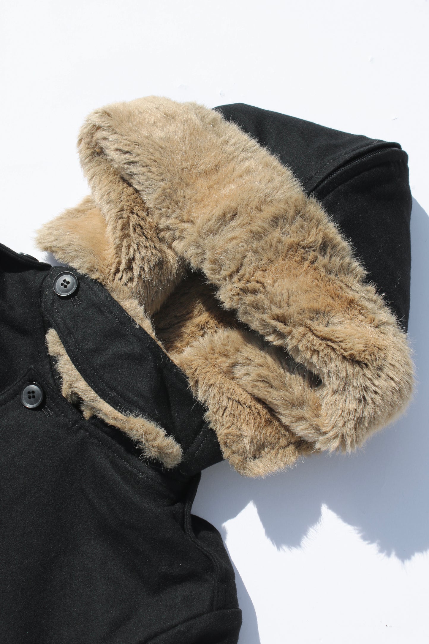Y's FUR HOOD COAT BLACK