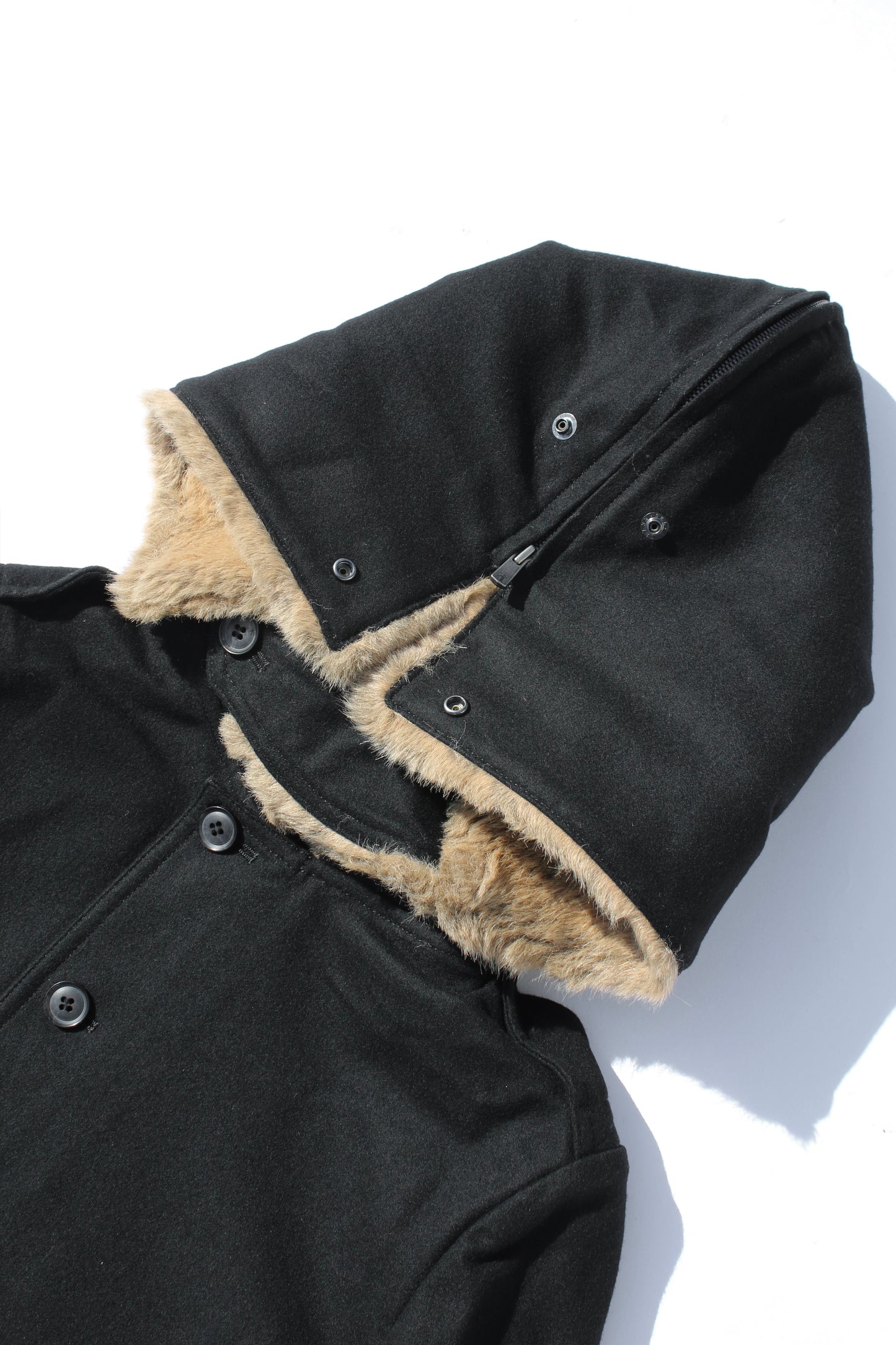 Y's FUR HOOD COAT BLACK