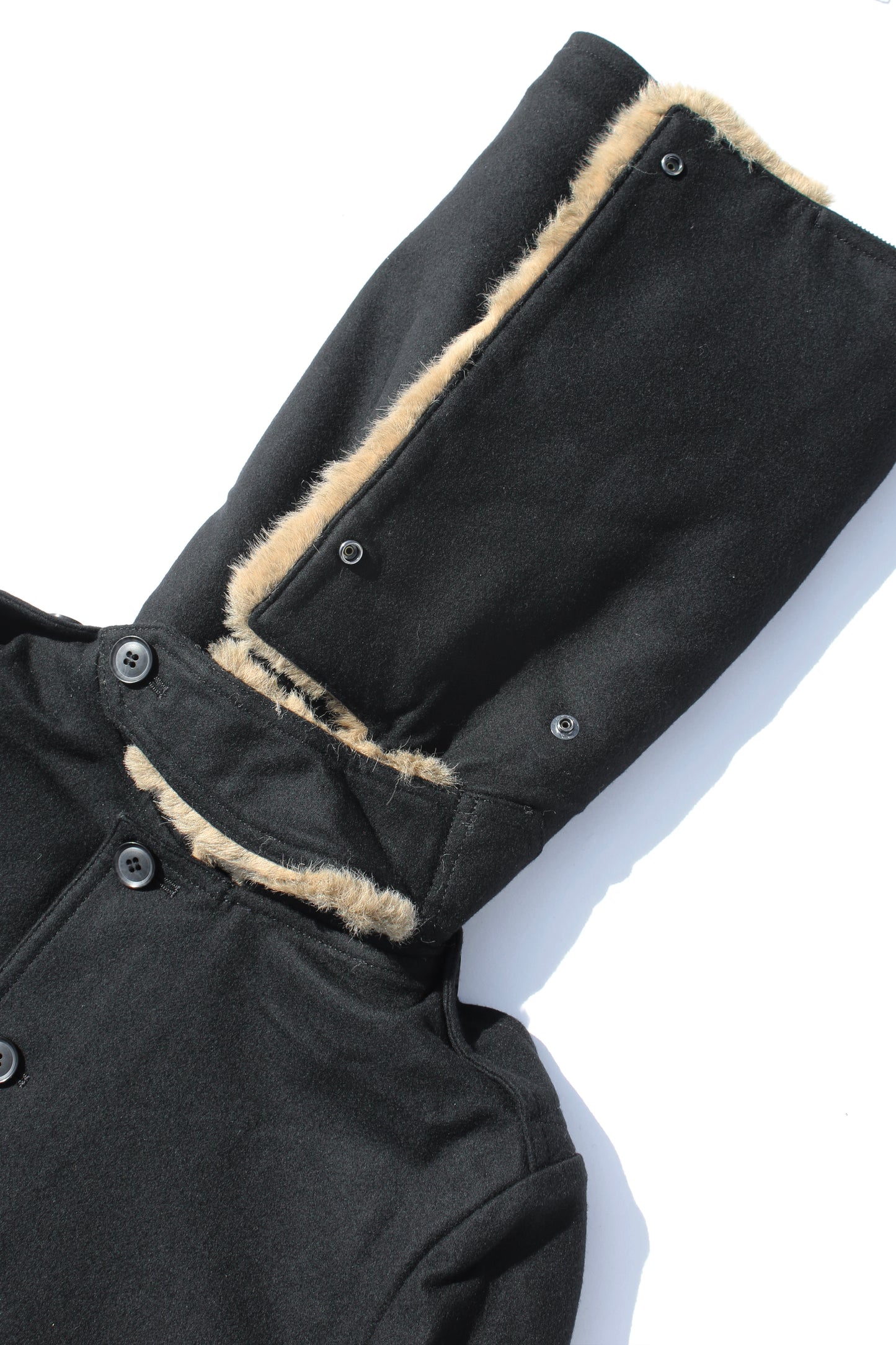 Y's FUR HOOD COAT BLACK