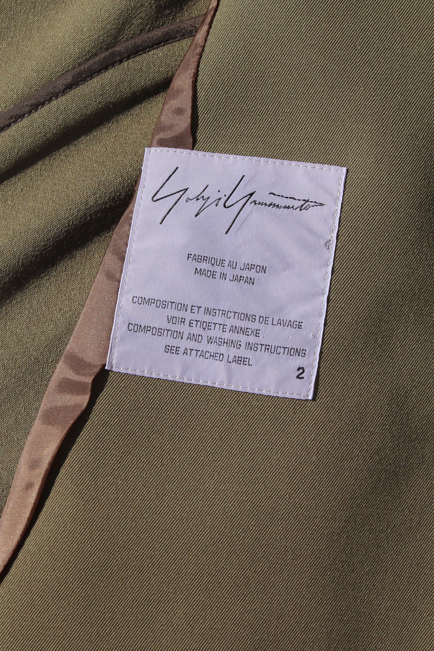Yohji Yamamoto FEMME TAIL JACKET KHAKI