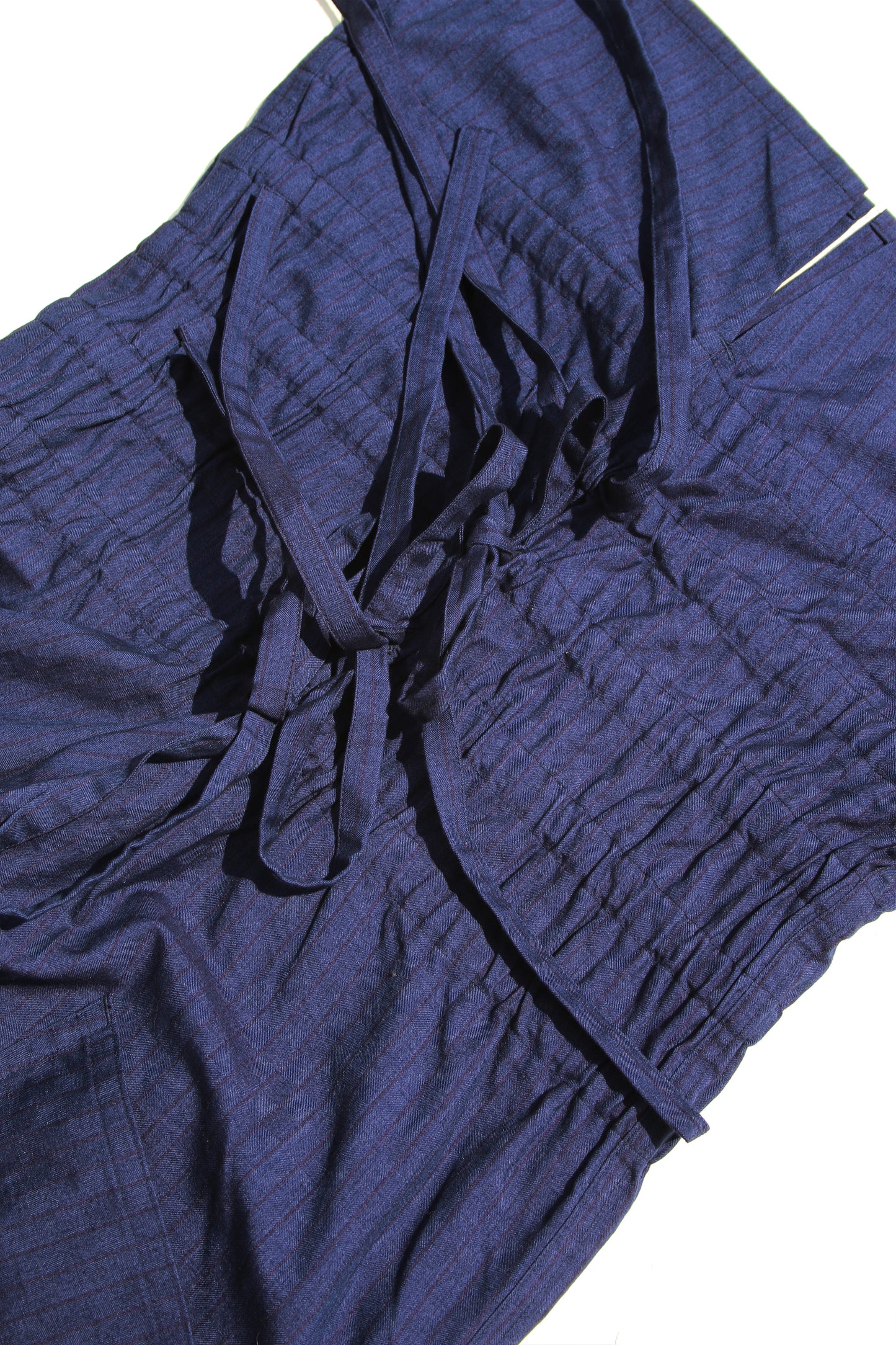 Yohji Yamamoto FEMME WAIST FOLDED WIDE PANTS BLUE STRIPED