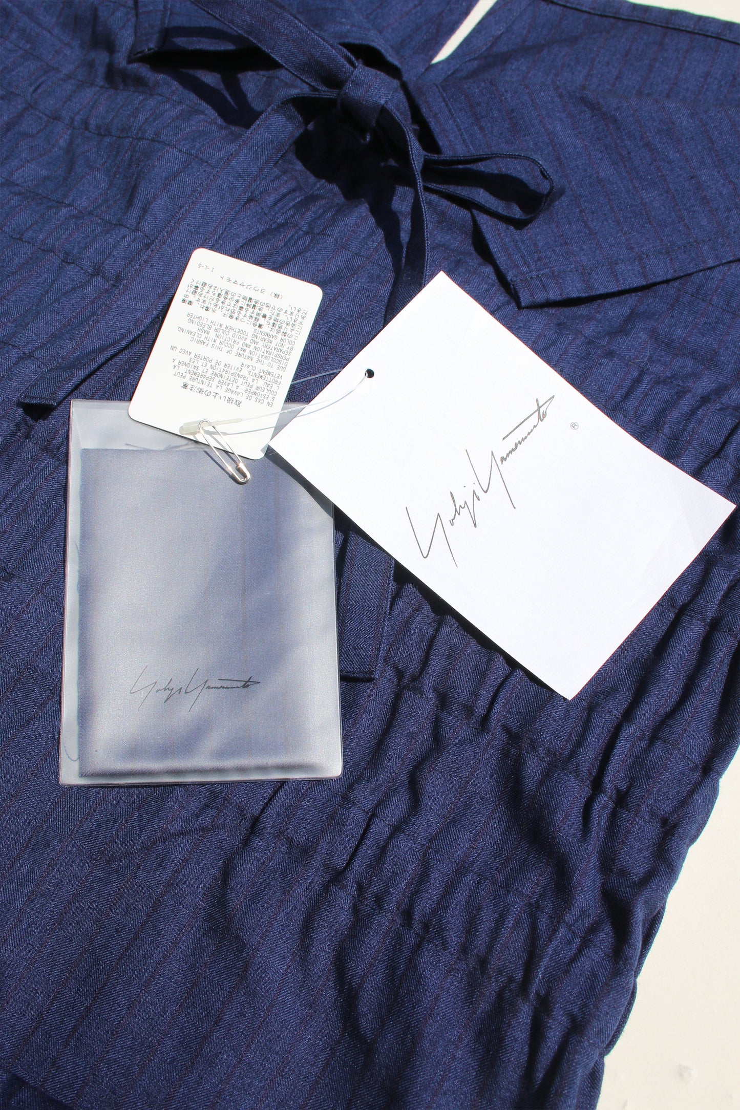 Yohji Yamamoto FEMME WAIST FOLDED WIDE PANTS BLUE STRIPED