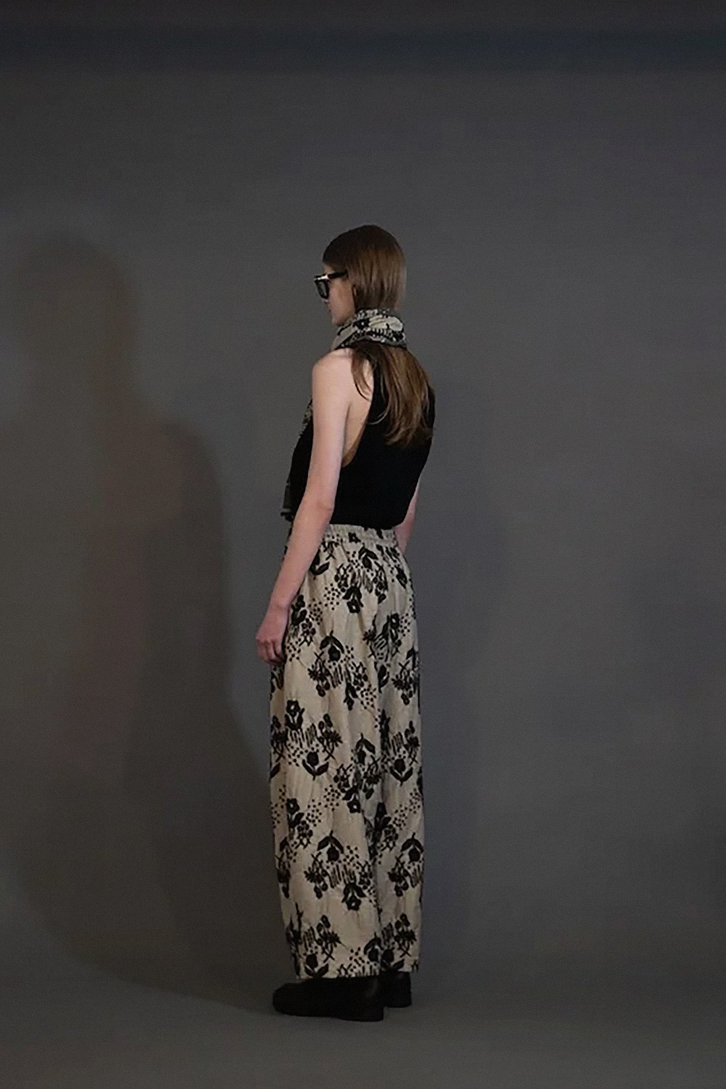 MY BEAUTIFUL LANDLET ORIGINAL FLOWER JACQUARD EASY PANTS - BEIGE