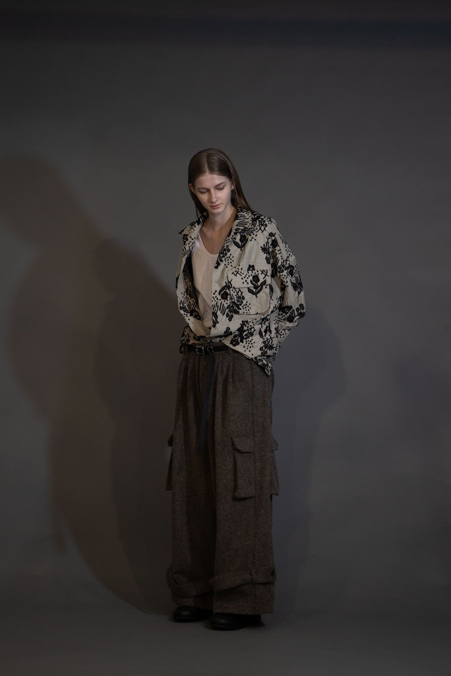 MY BEAUTIFUL LANDLET ORIGINAL FLOWER JACQUARD SHIRT - BLACK