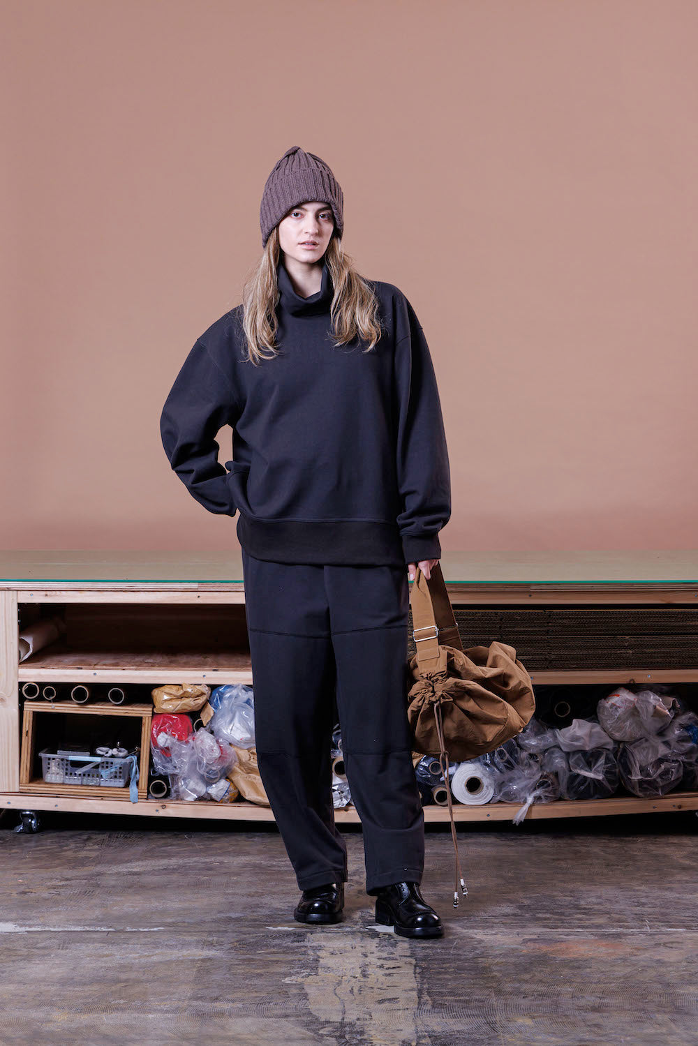 VOAAOV KNIT BEANIE - BROWN