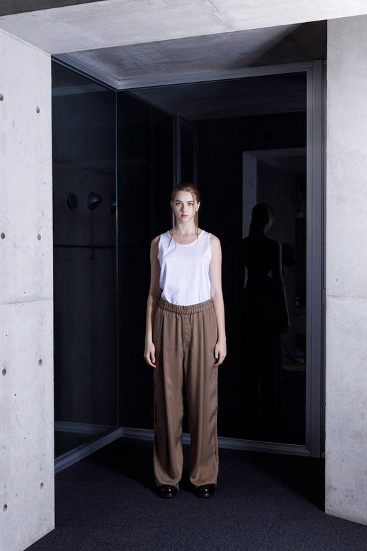 VOAAOV CUPRO TWILL PANTS - BEIGE