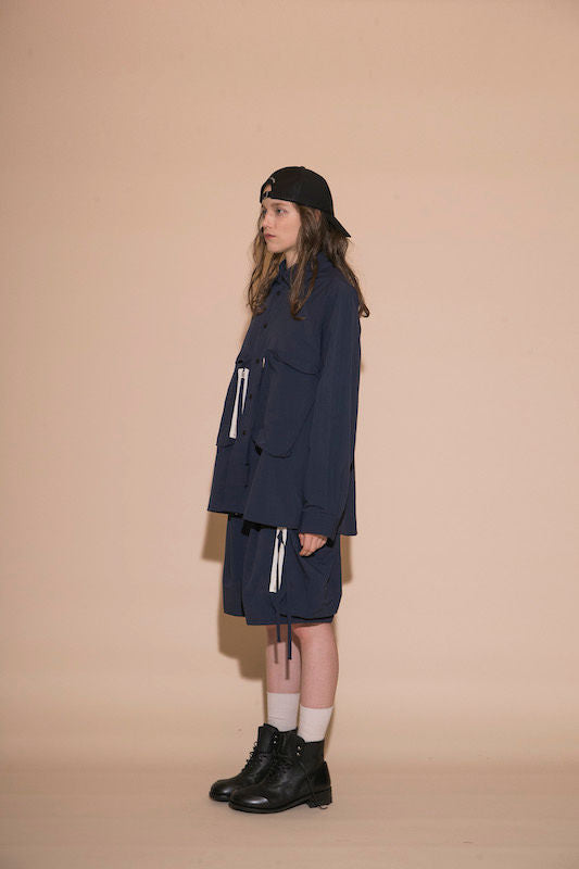 MY BEAUTIFUL LANDLET NYLON TAFFETA BIG POCKET SHIRT - NAVY
