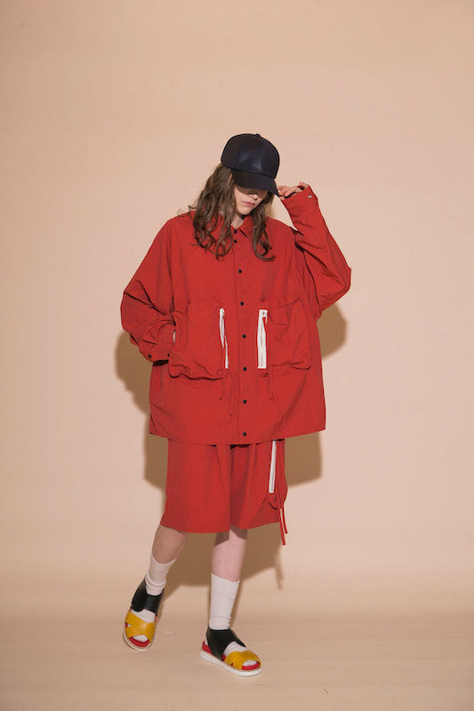 MY BEAUTIFUL LANDLET NYLON TAFFETA BIG POCKET SHIRT - RED