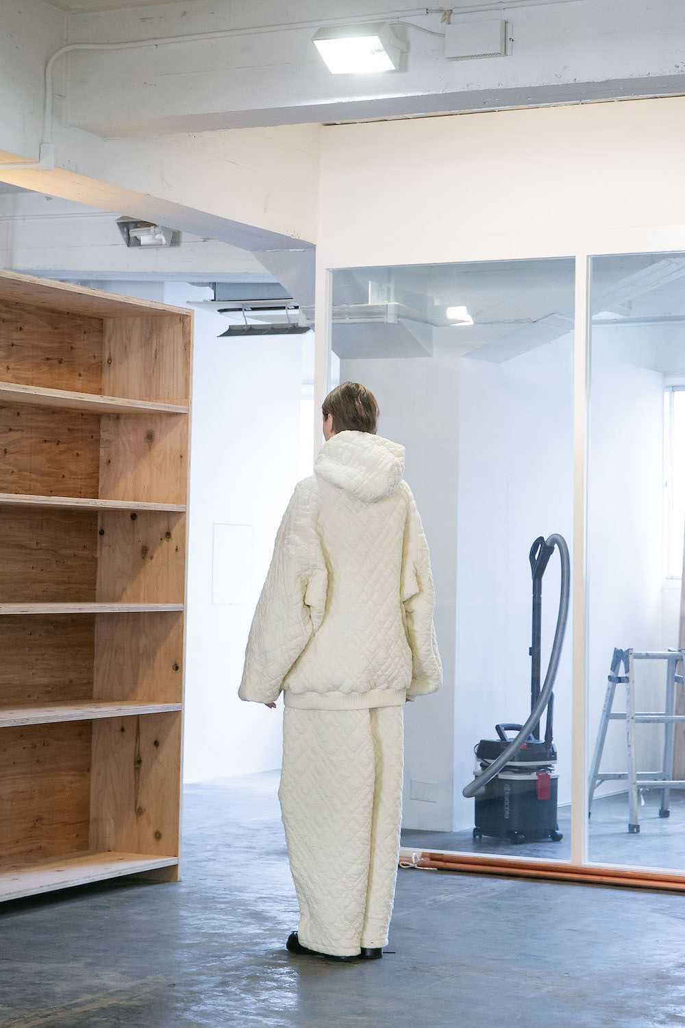 MY BEAUTIFUL LANDLET QUILTED JACQUARD BIG HOODIE - OFF WHITE