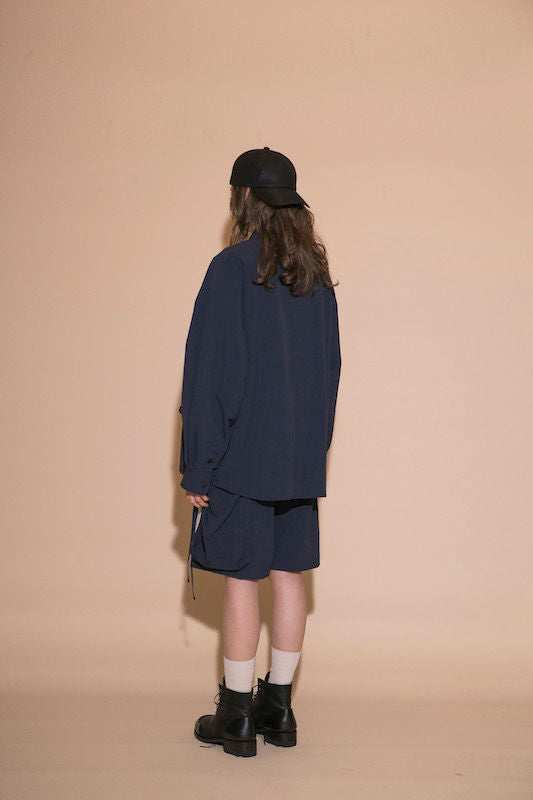 MY BEAUTIFUL LANDLET NYLON TAFFETA BIG POCKET SHIRT - NAVY