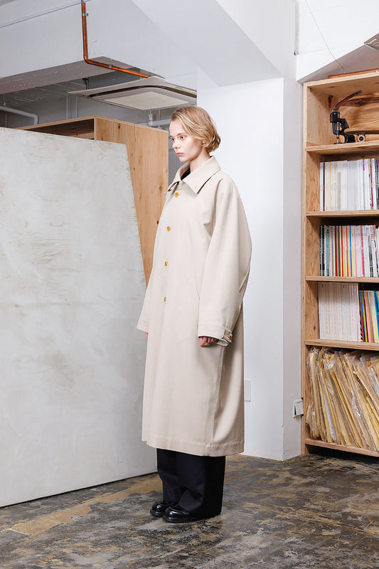 VOAAOV BISHU OLD WOOL GABARDINE COAT - BEIGE