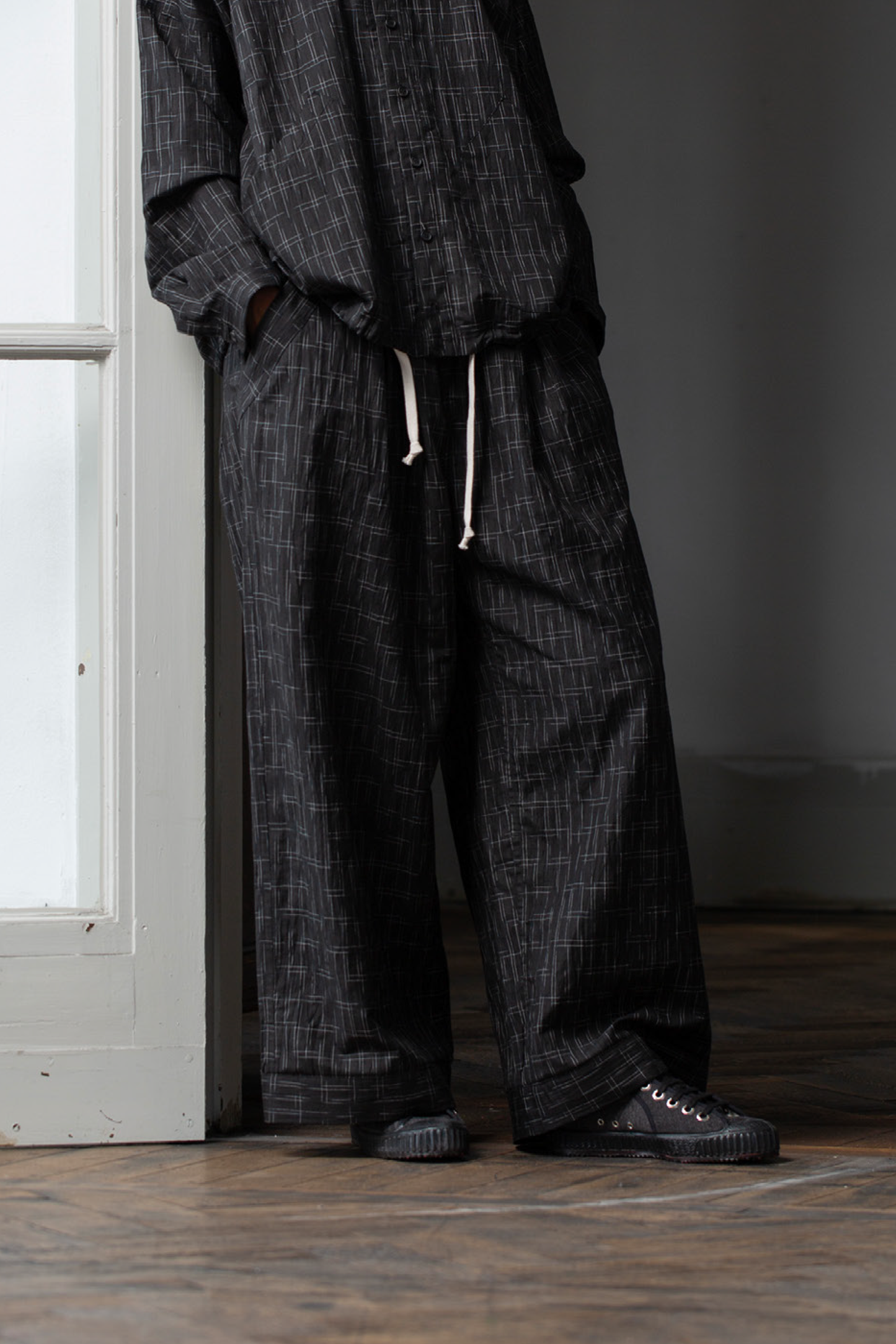 O PROJECT FINE KASURI SHIRTING WIDE PANTS