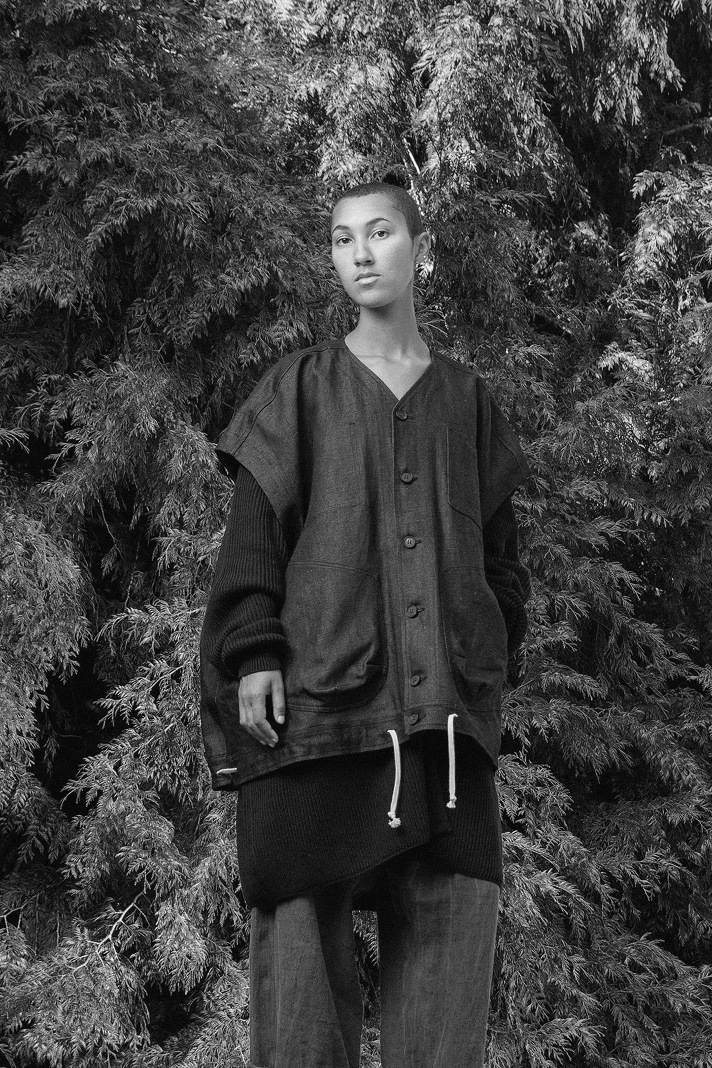 O PROJECT LINEN WASHI CLOTH BODY WARMER - LIGHT SUMI