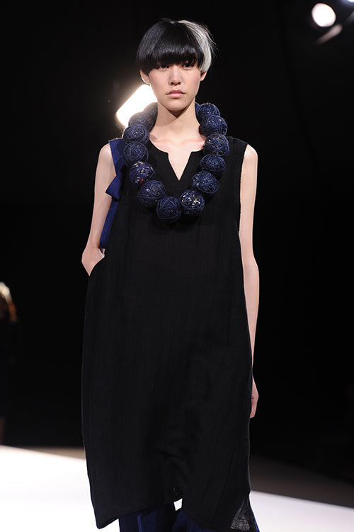 Yohji Yamamoto FEMME WAIST FOLDED WIDE PANTS BLUE STRIPED