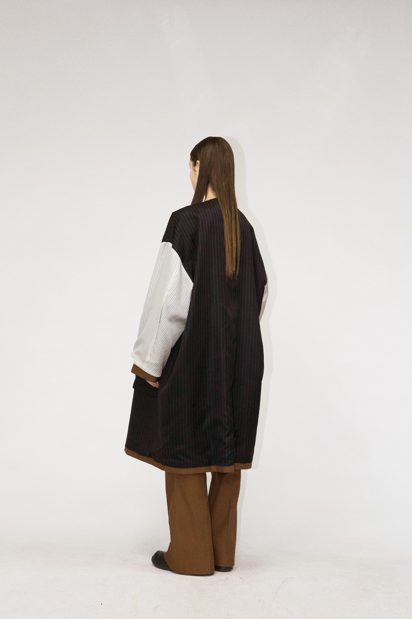 21AW, WM01-CO212011, MY BEAUTIFUL LANDLET HIGH DENSITY GABARDINE STRIPE CUPRO REVERSIBLE COAT, BROWN, my beautiful landlet (マイビューティフルランドレット) を取扱う正規通販ストアTOYASIDO。