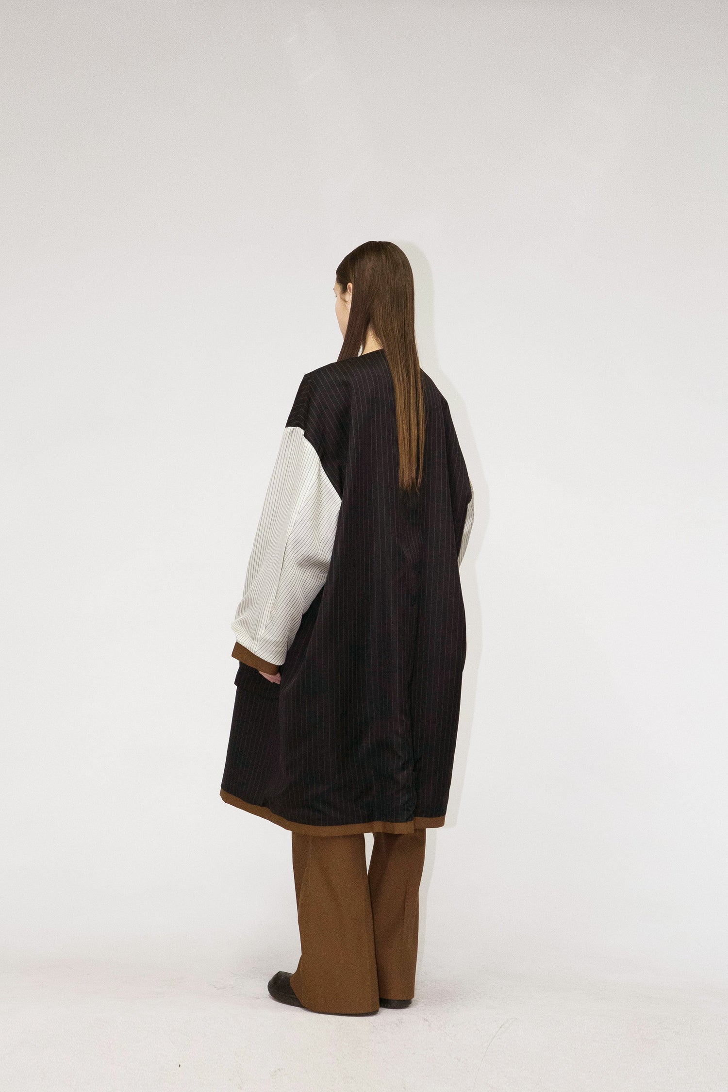 21AW, WM01-CO212011, MY BEAUTIFUL LANDLET HIGH DENSITY GABARDINE STRIPE CUPRO REVERSIBLE COAT, BROWN, my beautiful landlet (マイビューティフルランドレット) を取扱う正規通販ストアTOYASIDO。