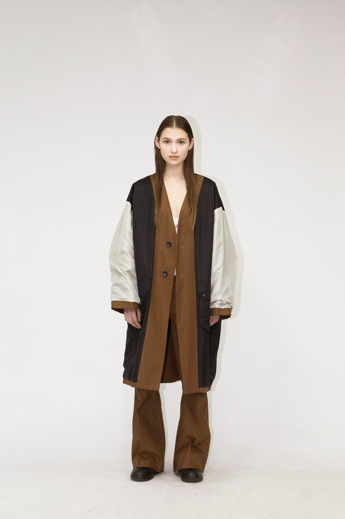 21AW, WM01-CO212011, MY BEAUTIFUL LANDLET HIGH DENSITY GABARDINE STRIPE CUPRO REVERSIBLE COAT, BROWN, my beautiful landlet (マイビューティフルランドレット) を取扱う正規通販ストアTOYASIDO。
