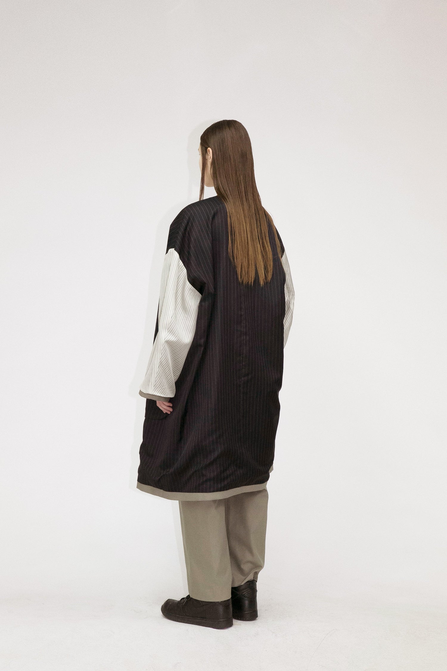 21AW, WM01-CO212011, MY BEAUTIFUL LANDLET HIGH DENSITY GABARDINE STRIPE CUPRO REVERSIBLE COAT, OLIVE, my beautiful landlet (マイビューティフルランドレット) を取扱う正規通販ストアTOYASIDO。