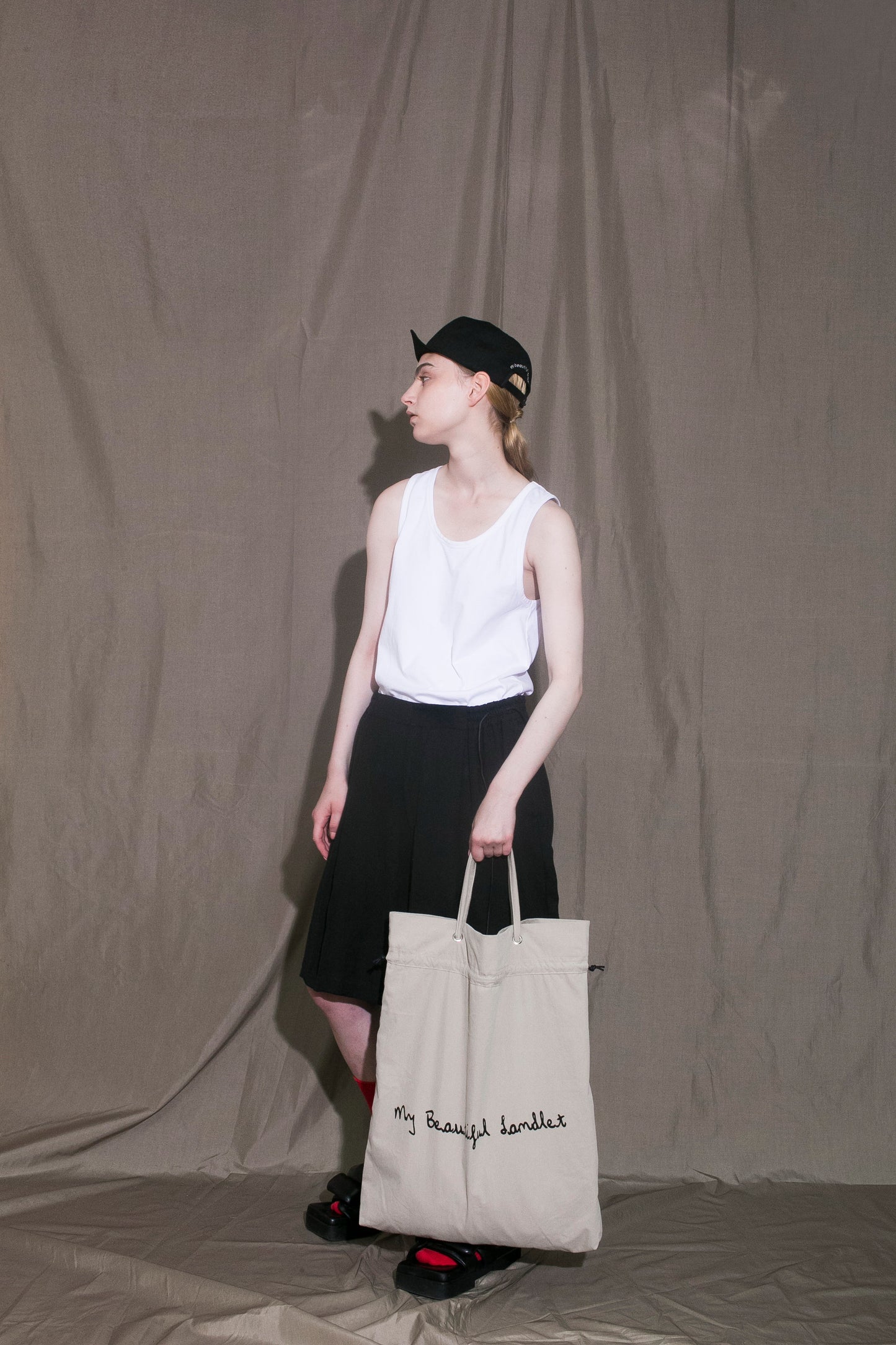 MY BEAUTIFUL LANDLET COTTON NYLON BIO PEACH TOTE BAG - BEIGE