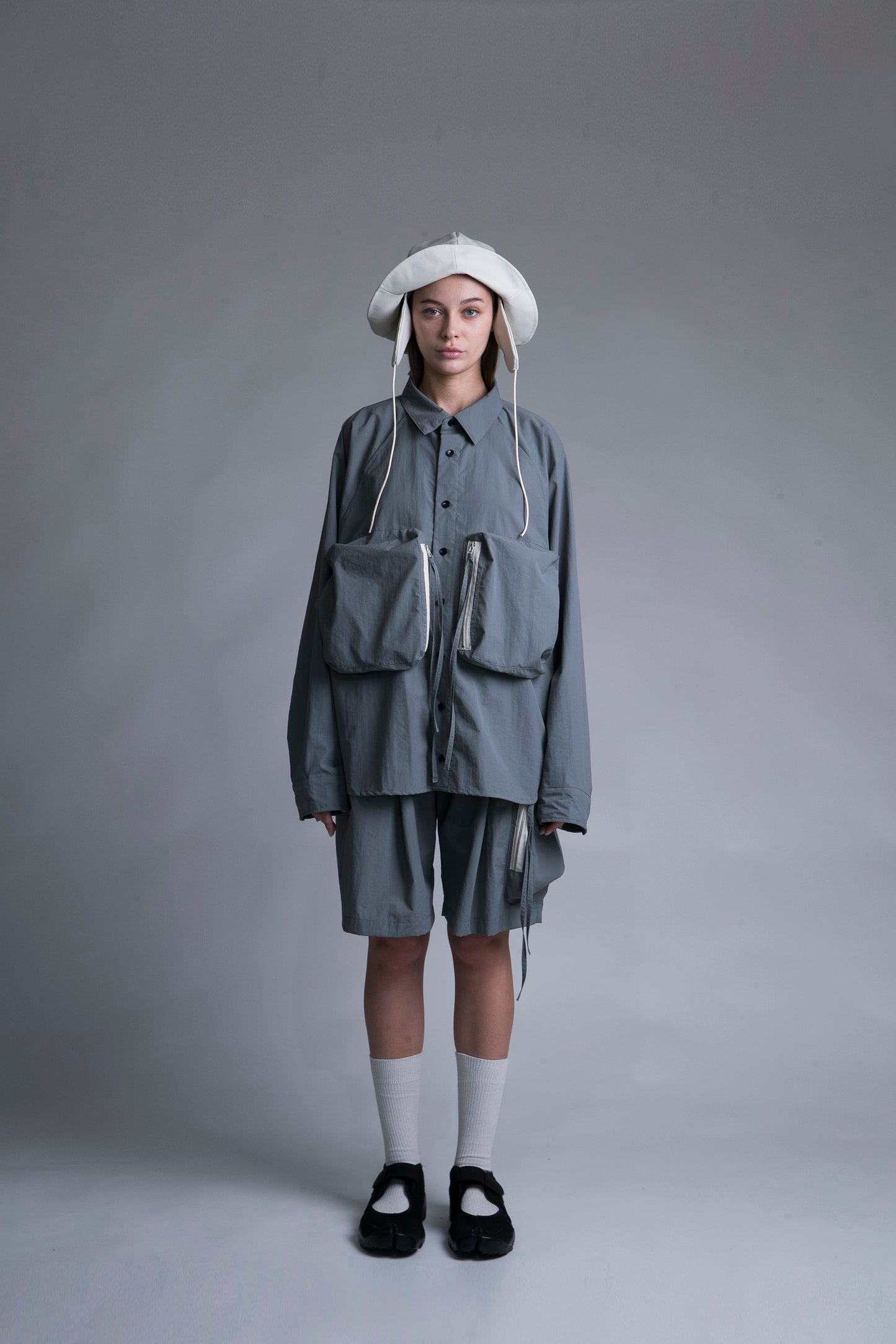 MY BEAUTIFUL LANDLET NYLON DYED TAFFETA SHORTS - GRAY
