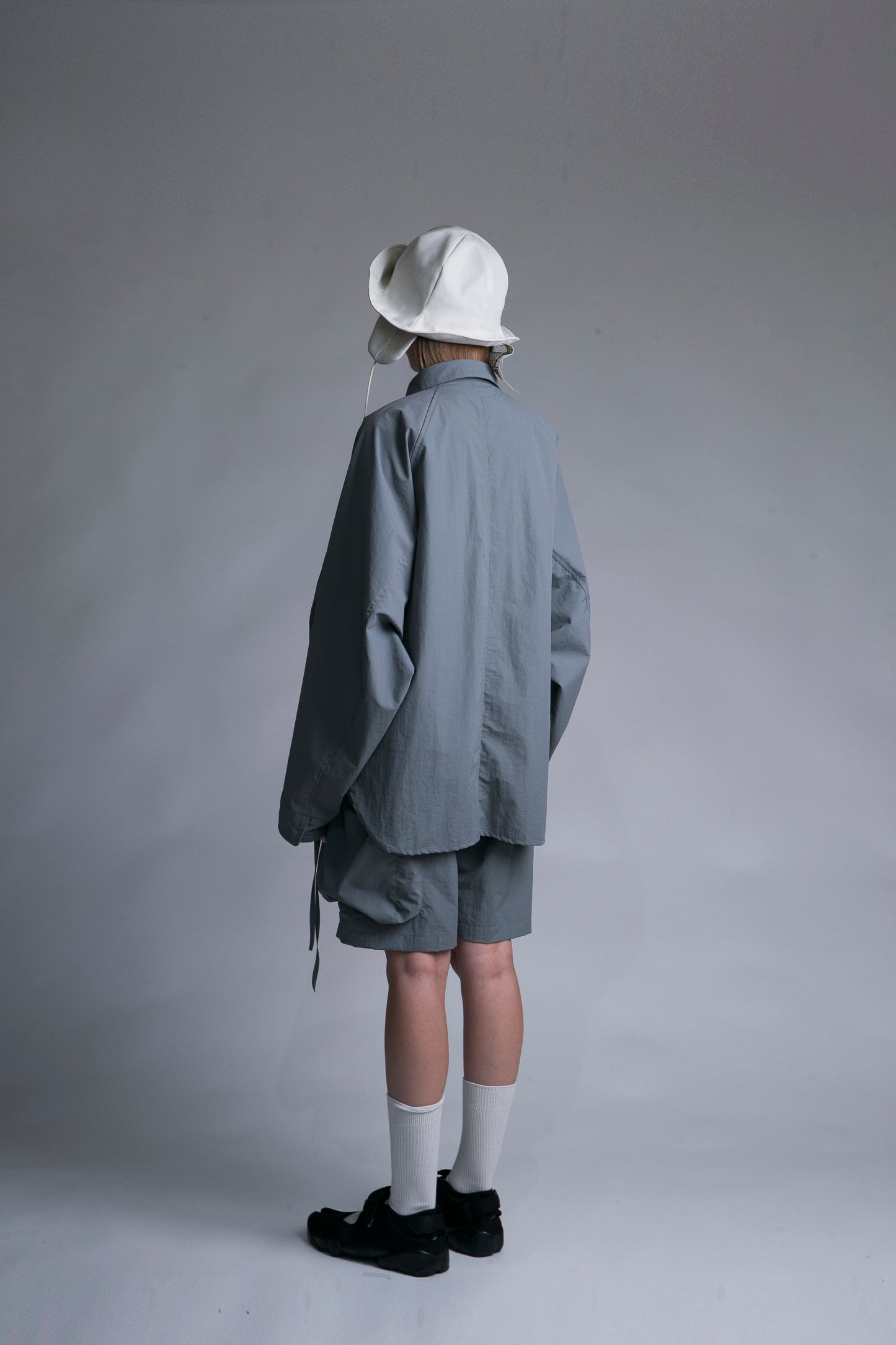 MY BEAUTIFUL LANDLET NYLON DYED TAFFETA BIG POCKET SHIRT - GRAY