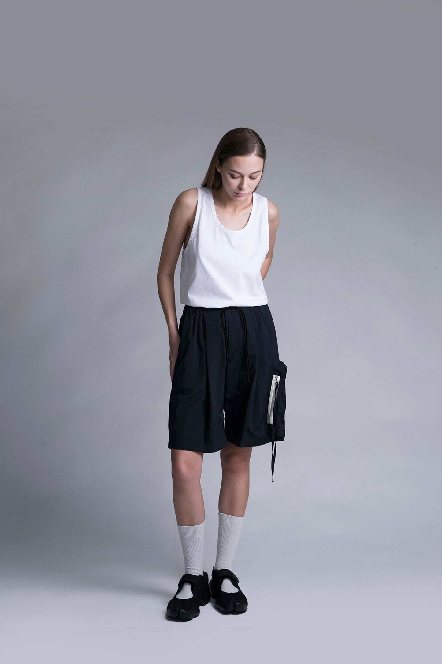 MY BEAUTIFUL LANDLET NYLON DYED TAFFETA SHORTS - BLACK