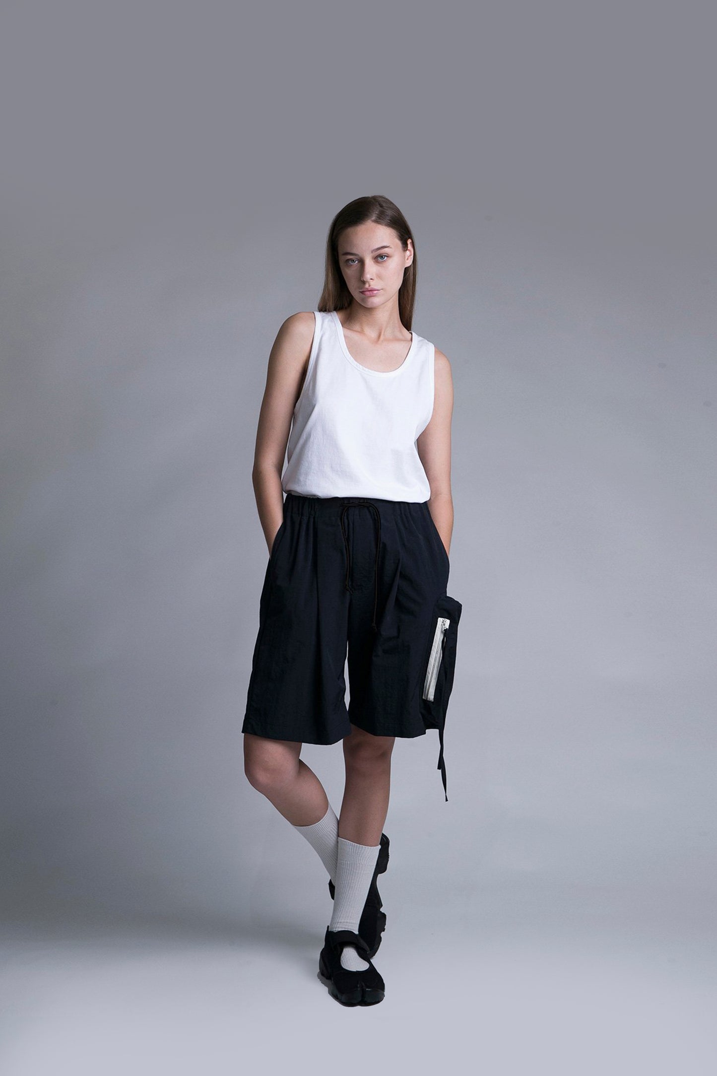 MY BEAUTIFUL LANDLET NYLON DYED TAFFETA SHORTS - BLACK