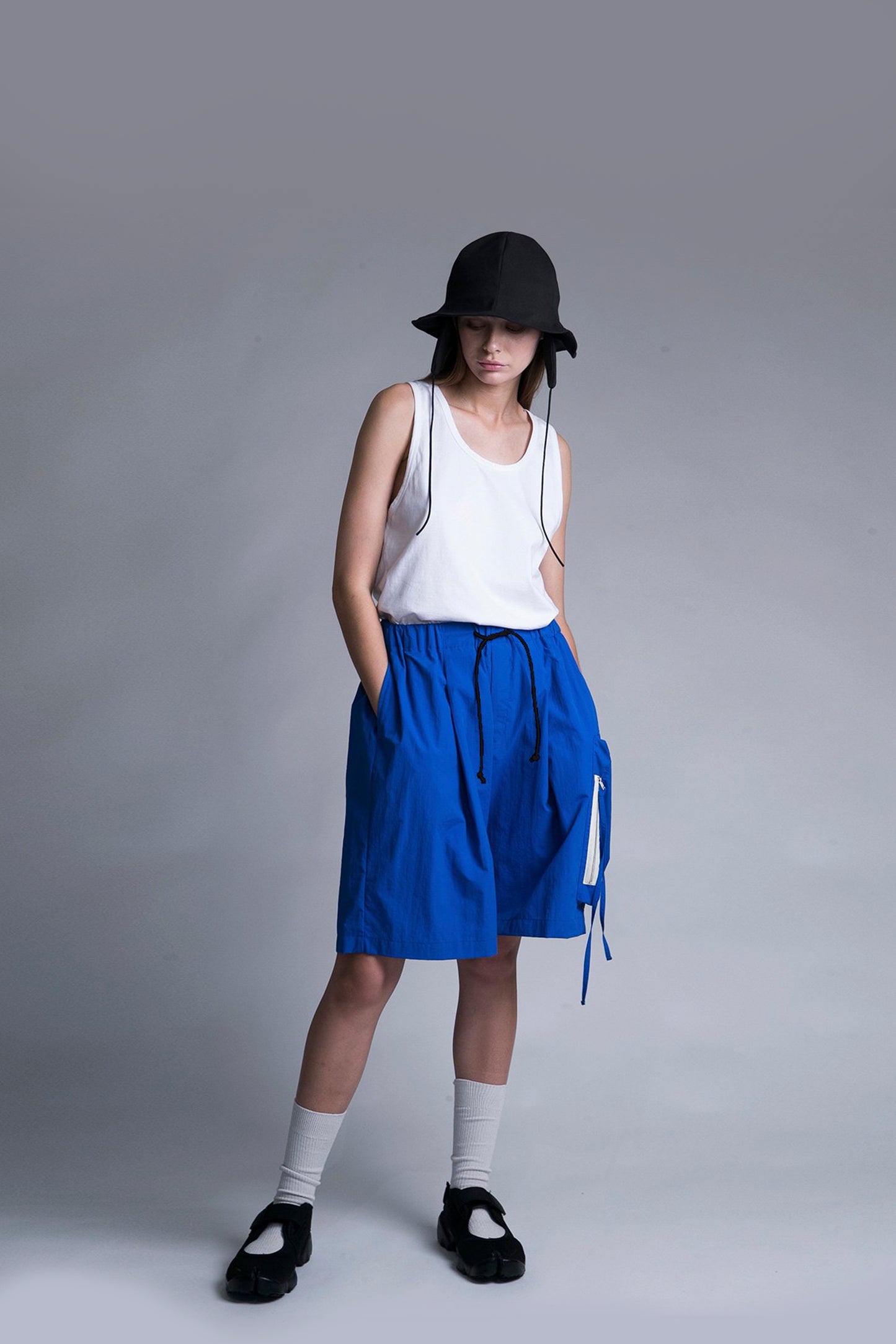 MY BEAUTIFUL LANDLET NYLON DYED TAFFETA SHORTS - BLUE