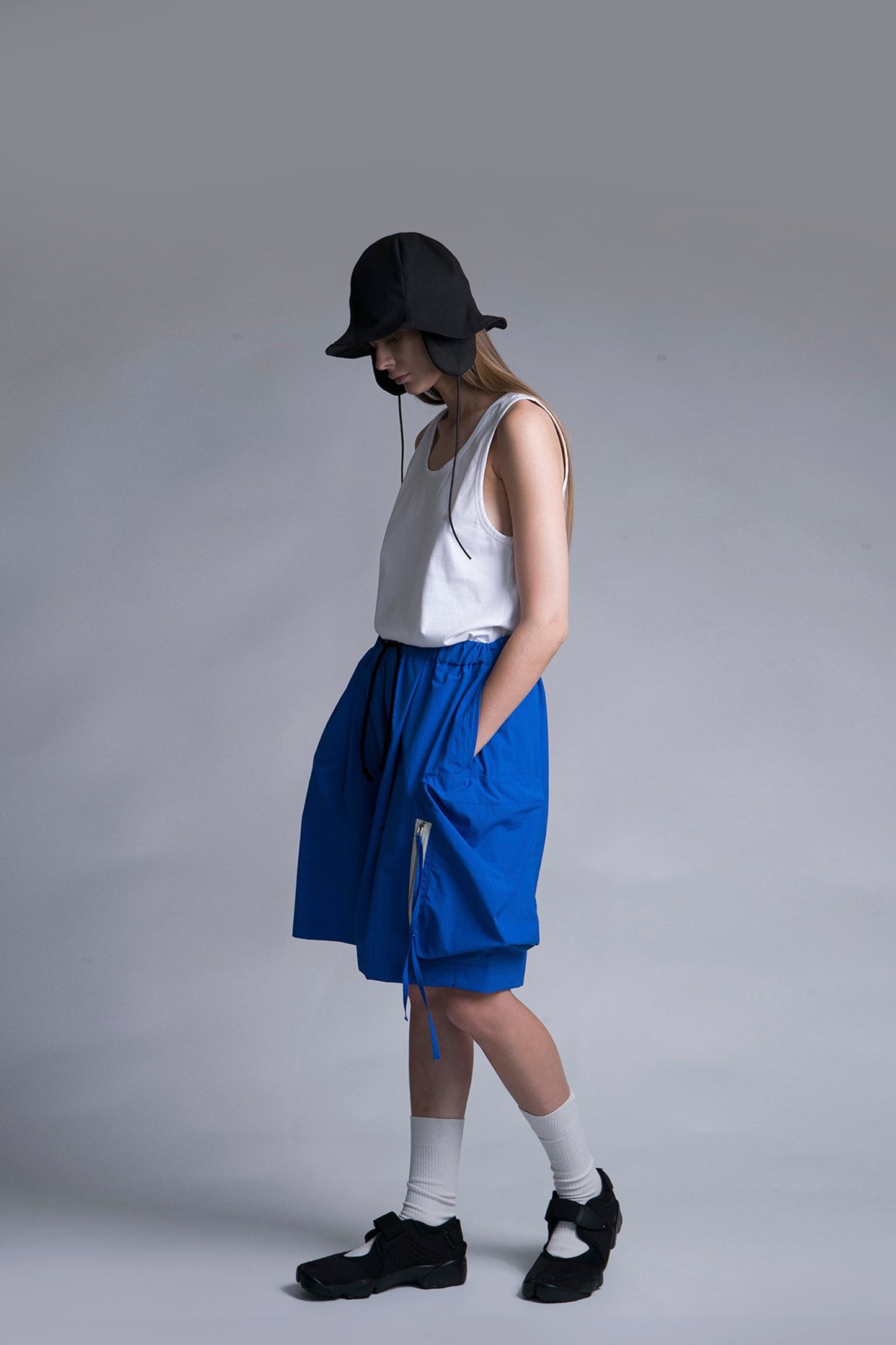 MY BEAUTIFUL LANDLET NYLON DYED TAFFETA SHORTS - BLUE