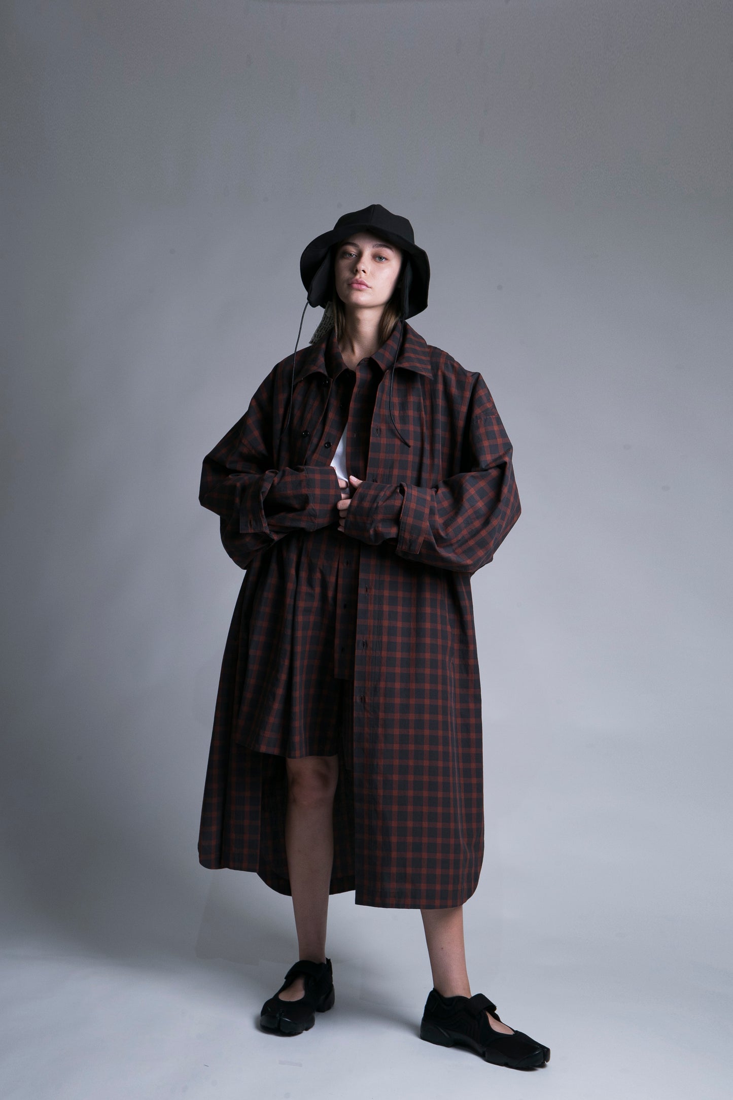 MY BEAUTIFUL LANDLET CHECK TYPEWRITER SHIRT COAT