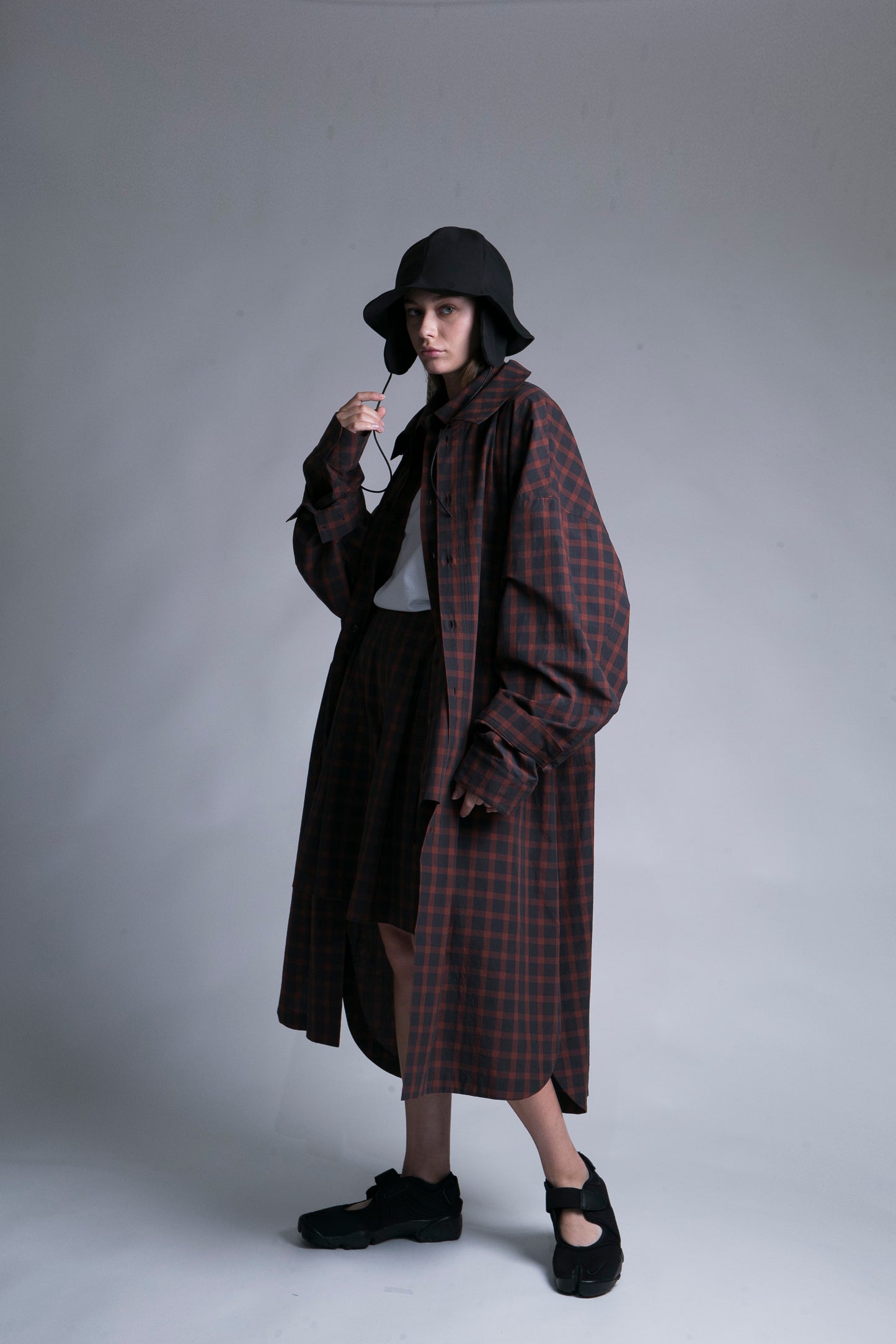 MY BEAUTIFUL LANDLET CHECK TYPEWRITER SHIRT COAT