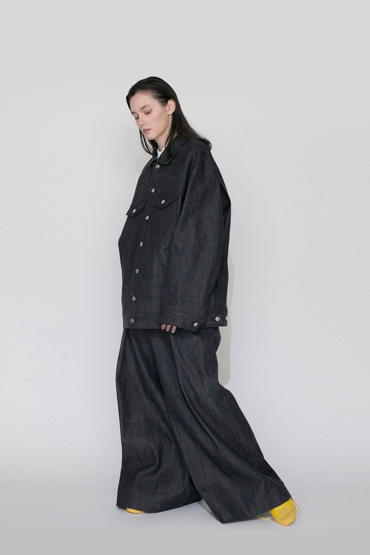 VOAAOV OVERSIZED DENIM JACKET - INDIGO