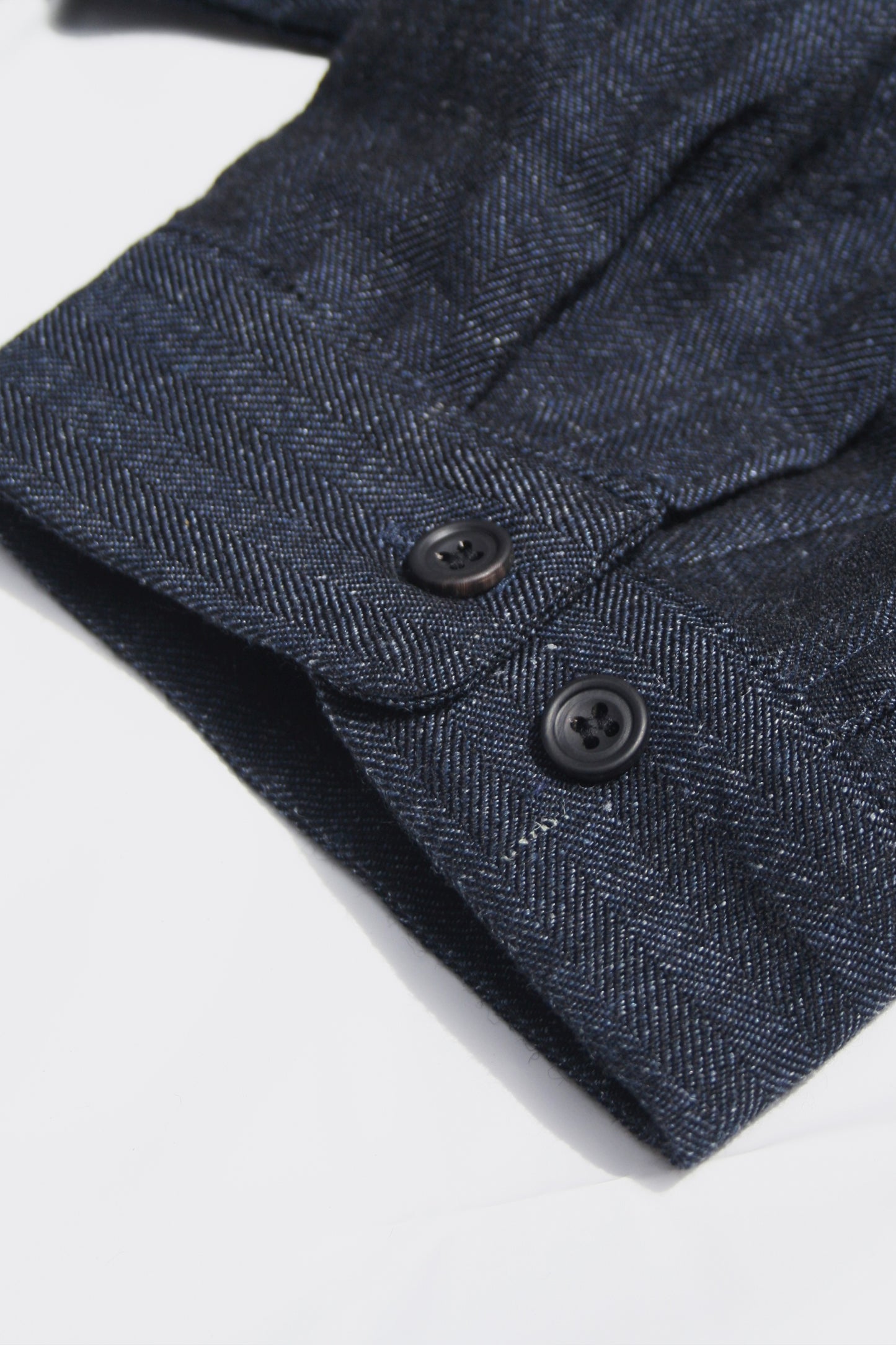 O PROJECT SOFT HERRINGBONE BOMBER SHIRT - NAVY