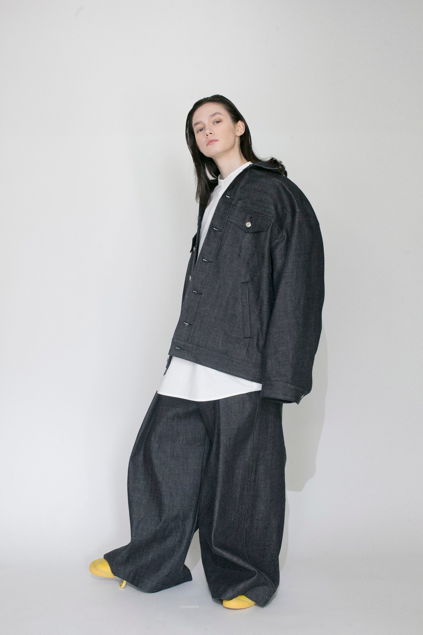 VOAAOV OVERSIZED DENIM JACKET - INDIGO