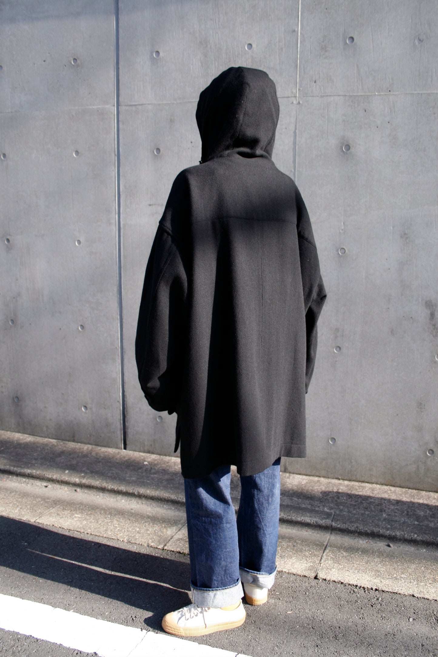 VOAAOV YABURE OIL CUT WOOL HOOD BLOUSON - BLACK / OLIVE