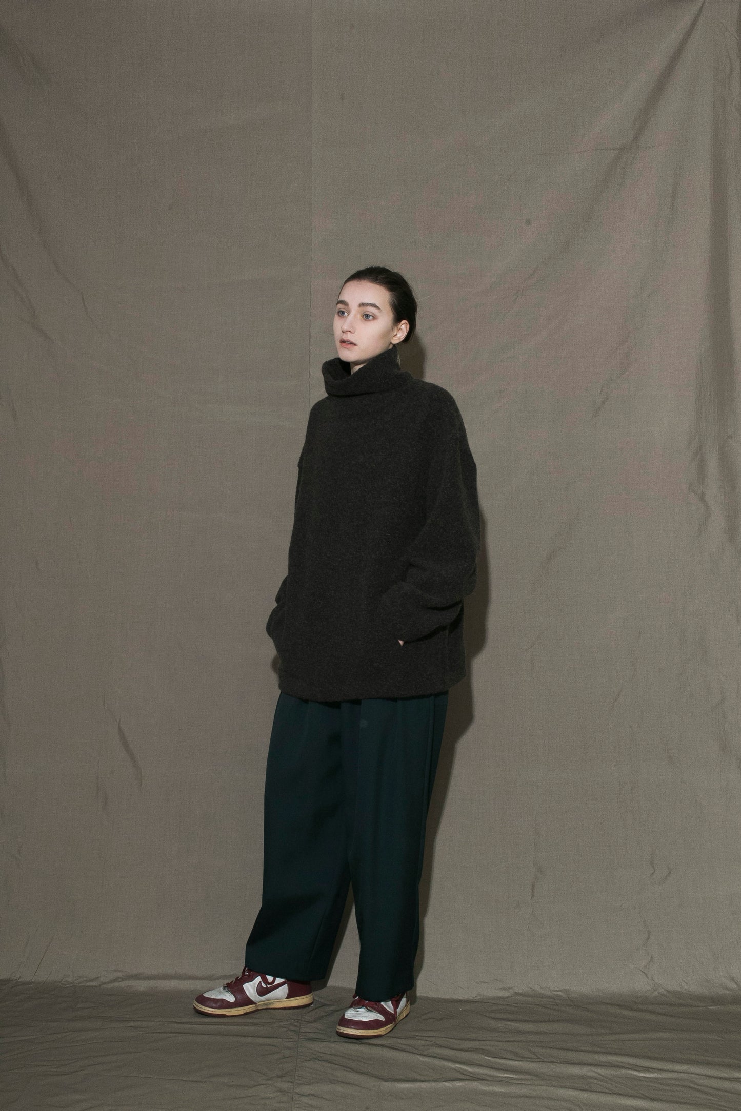 MY BEAUTIFUL LANDLET RECYCLED WOOL PILE HIGH NECK SWEATER - BROWN