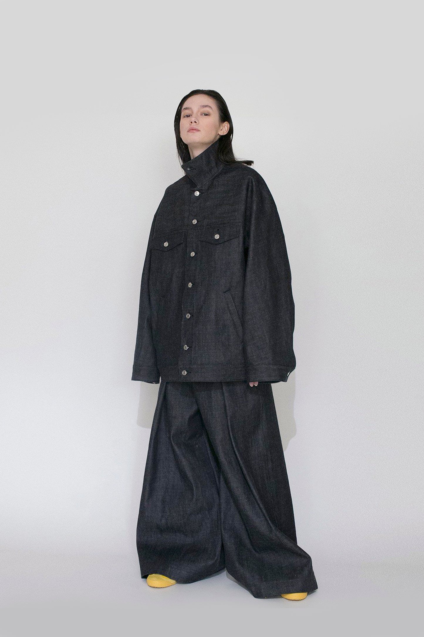 VOAAOV OVERSIZED DENIM JACKET - INDIGO