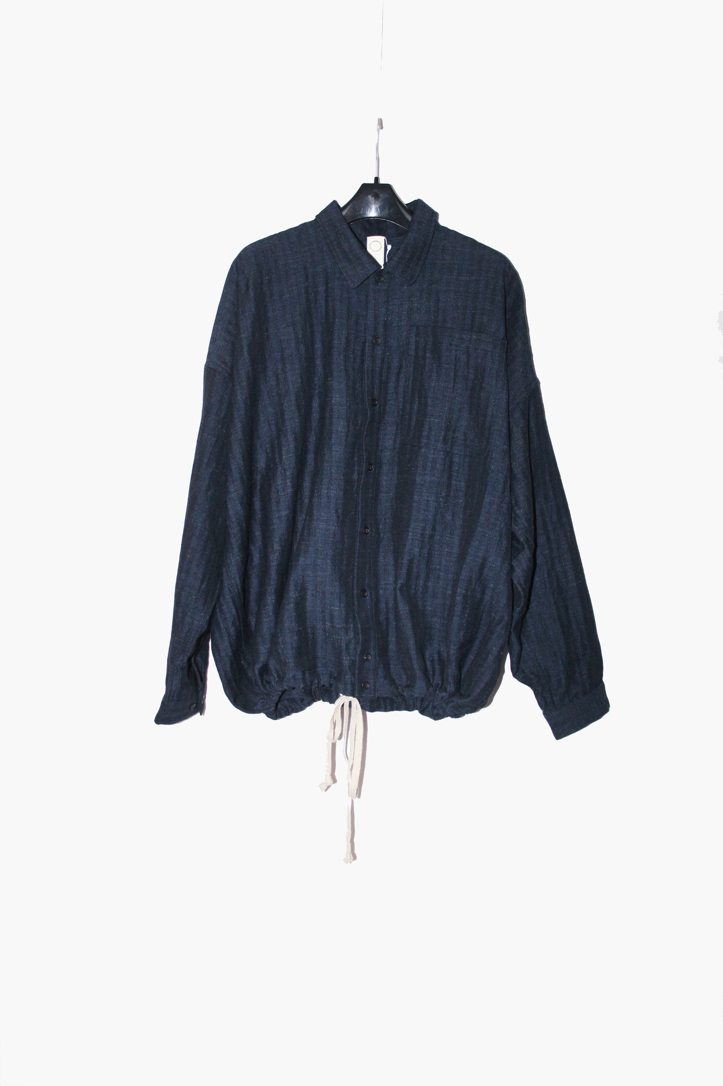 O PROJECT SOFT HERRINGBONE BOMBER SHIRT - NAVY